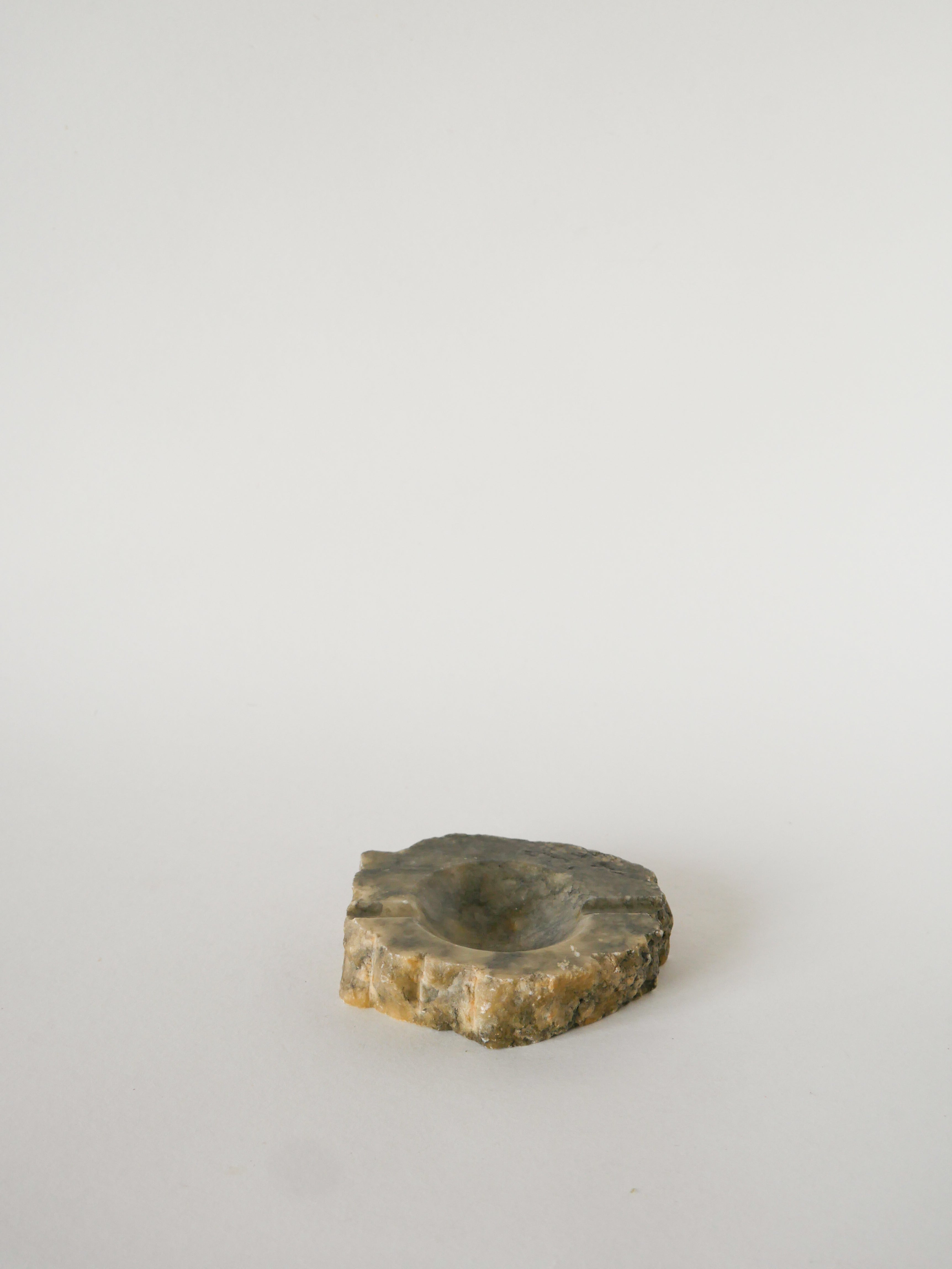 Grand Cendrier En Albâtre, Forme Libre, Gris, Made In Germany, 1970