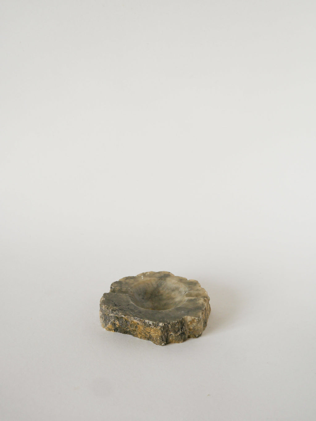 Grand Cendrier En Albâtre, Forme Libre, Gris, Made In Germany, 1970