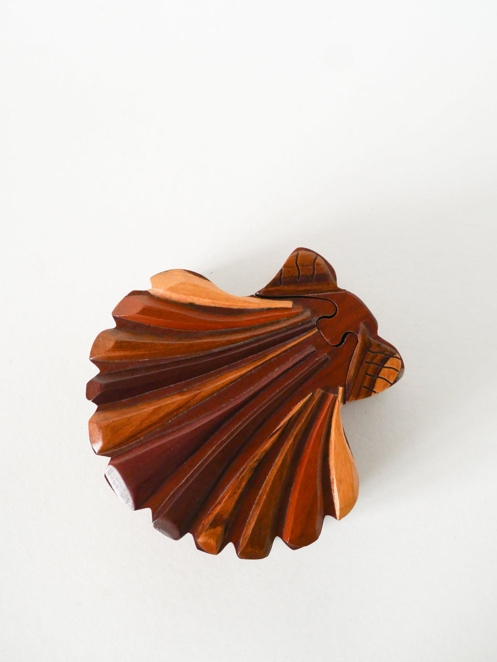 Boîte À Bijoux Puzzle En Bois, Forme Coquillage, 1960