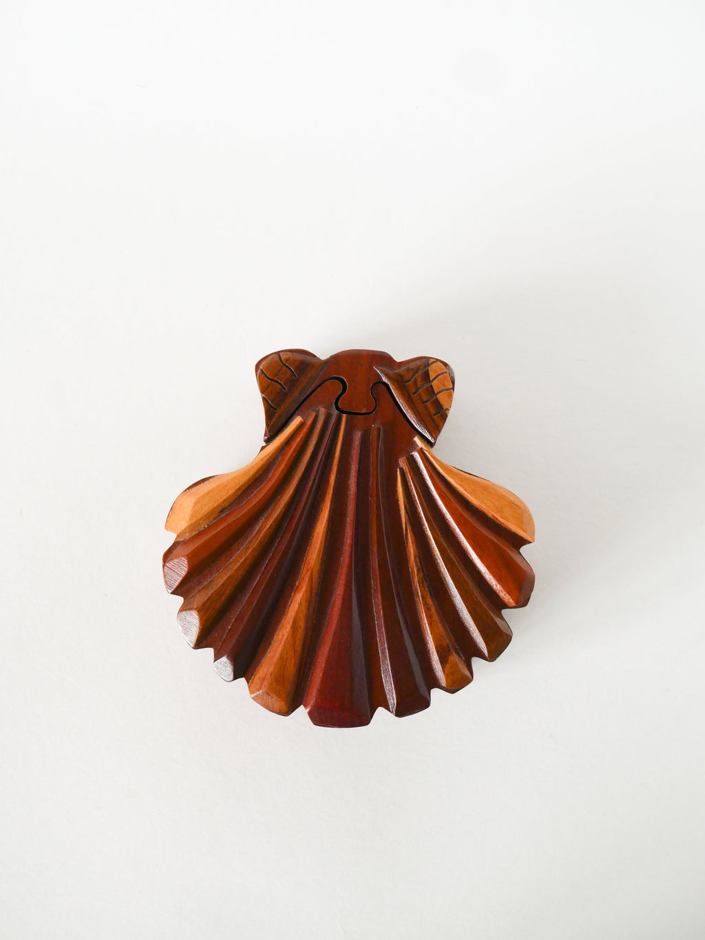Boîte À Bijoux Puzzle En Bois, Forme Coquillage, 1960