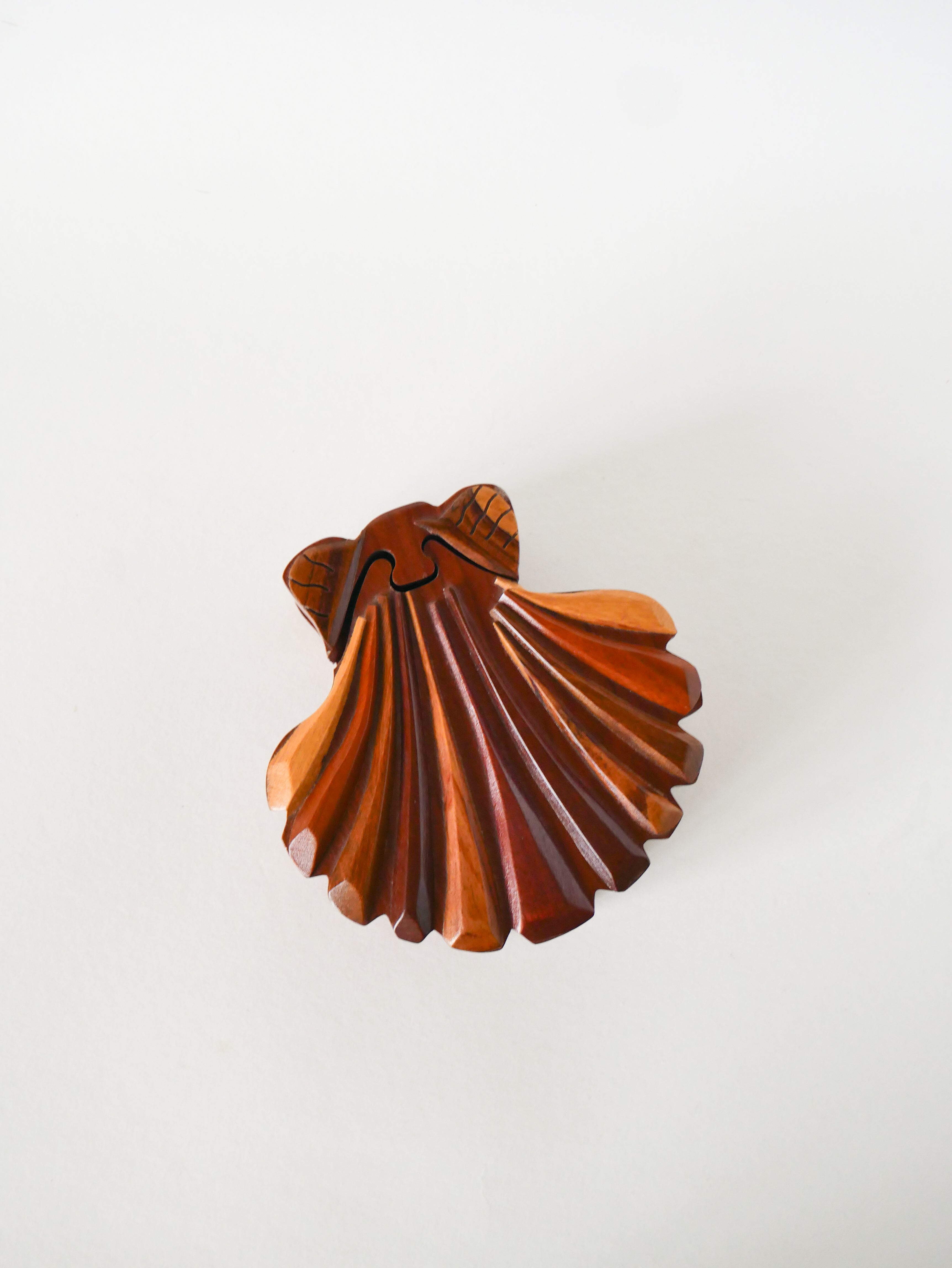 Boîte À Bijoux Puzzle En Bois, Forme Coquillage, 1960