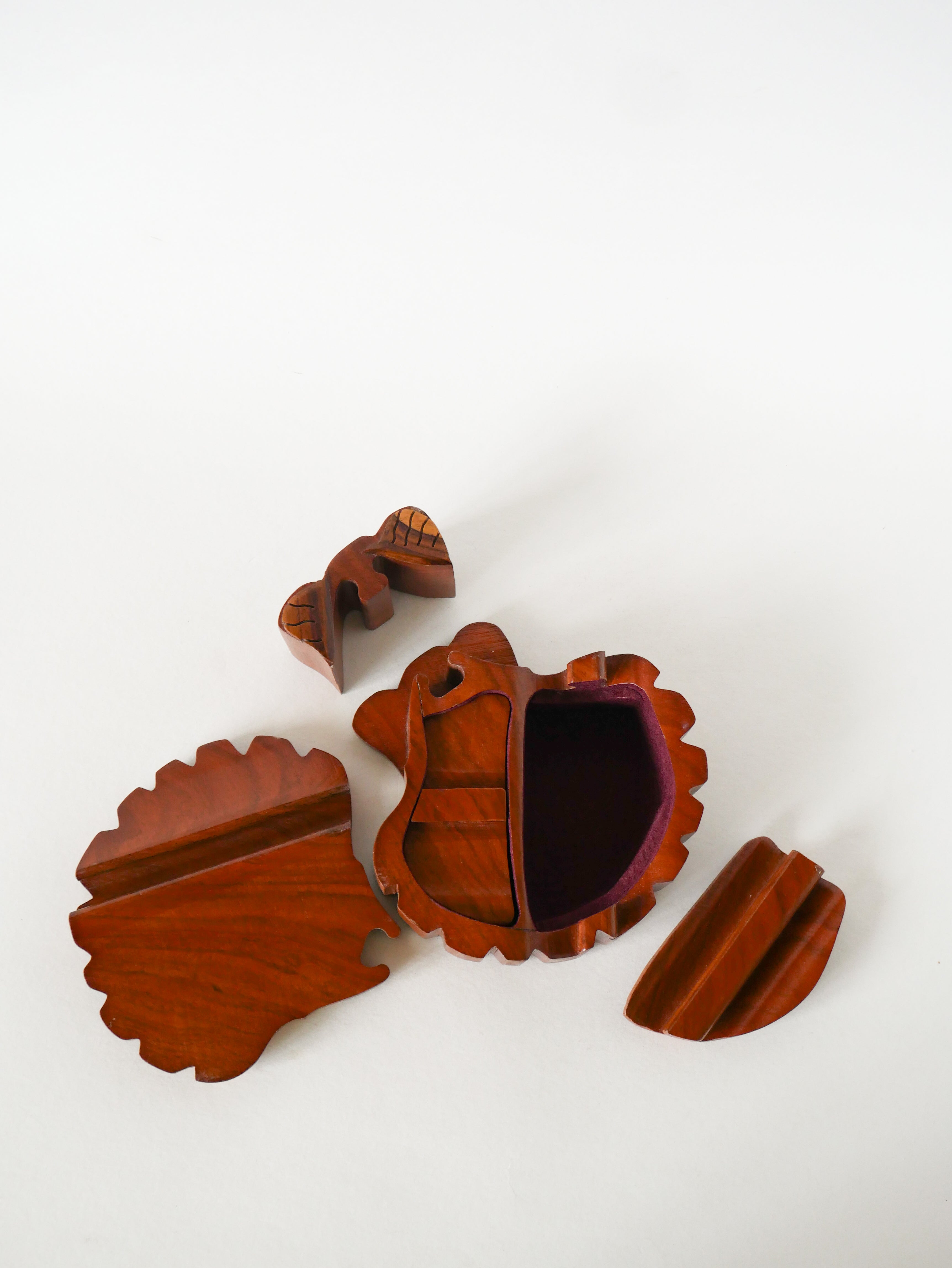 Boîte À Bijoux Puzzle En Bois, Forme Coquillage, 1960