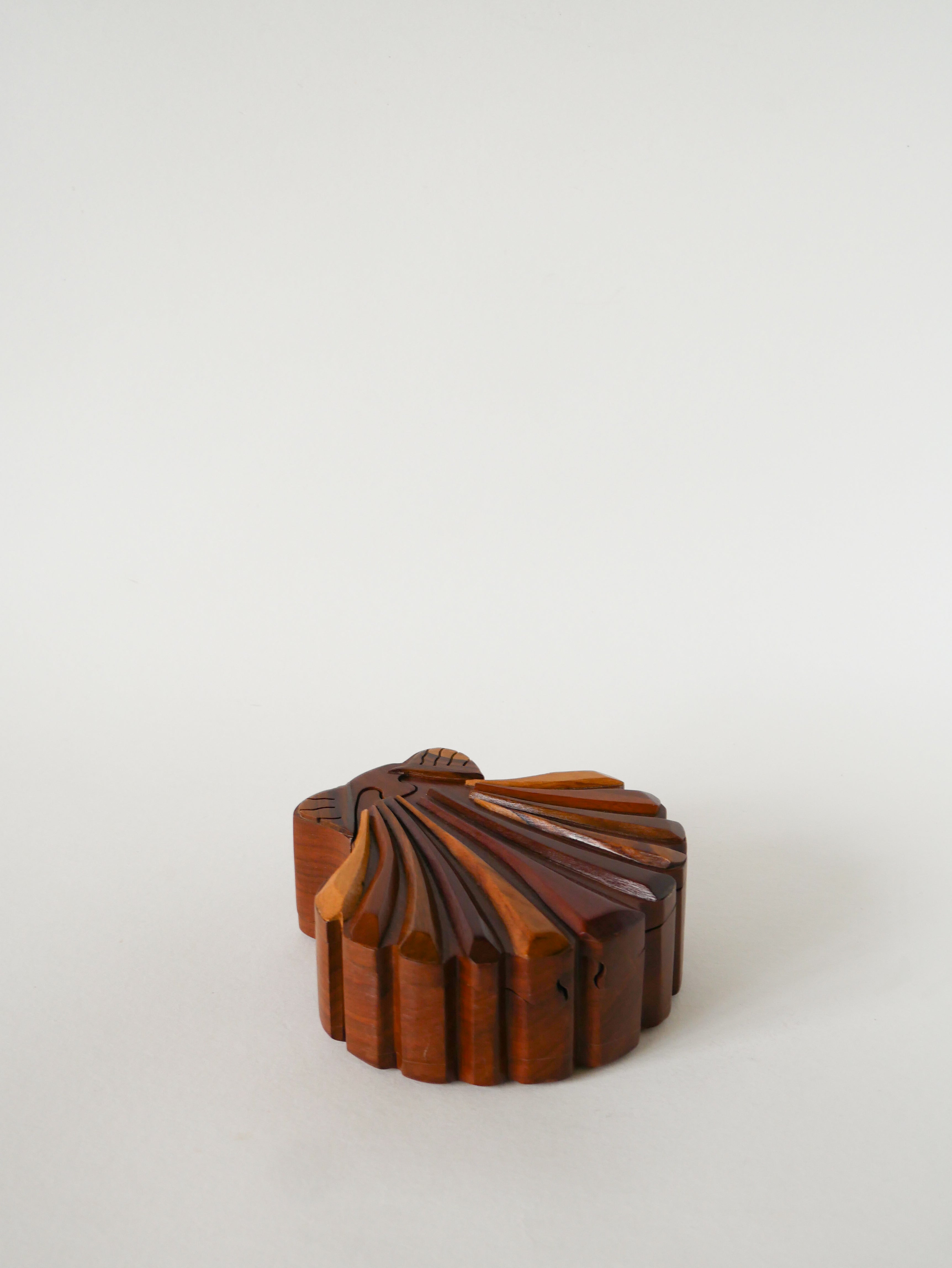 Boîte À Bijoux Puzzle En Bois, Forme Coquillage, 1960