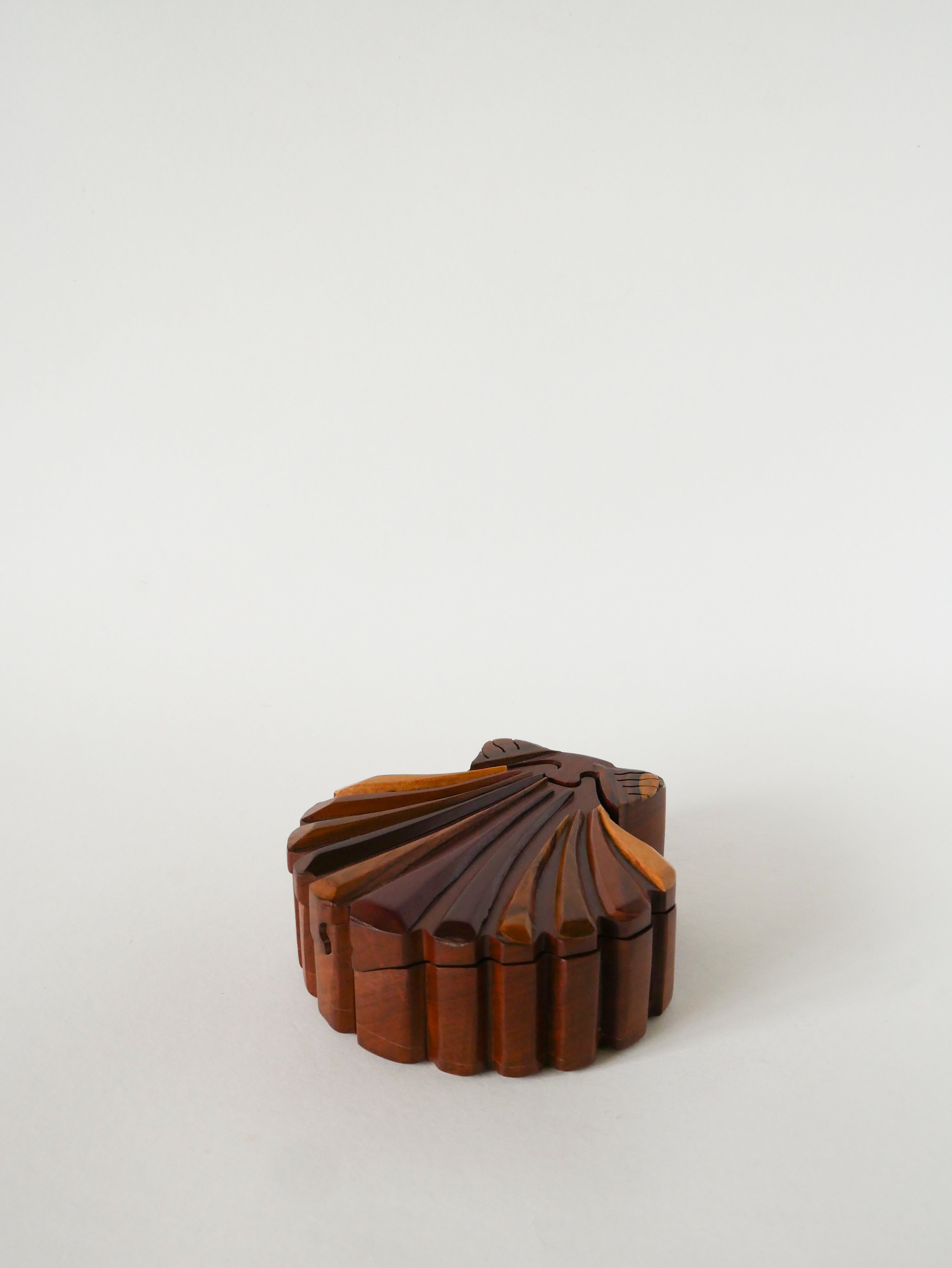 Boîte À Bijoux Puzzle En Bois, Forme Coquillage, 1960