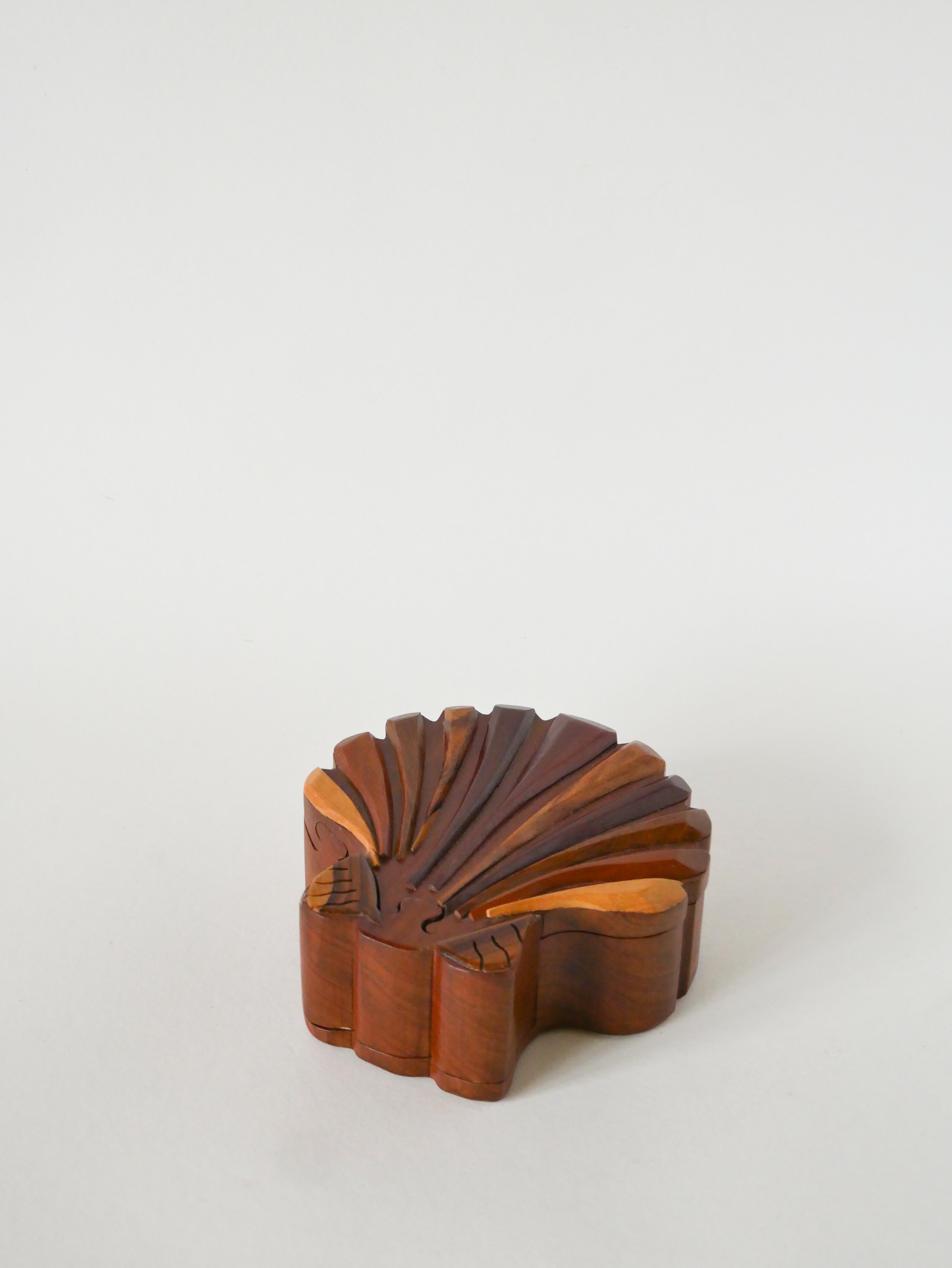Boîte À Bijoux Puzzle En Bois, Forme Coquillage, 1960