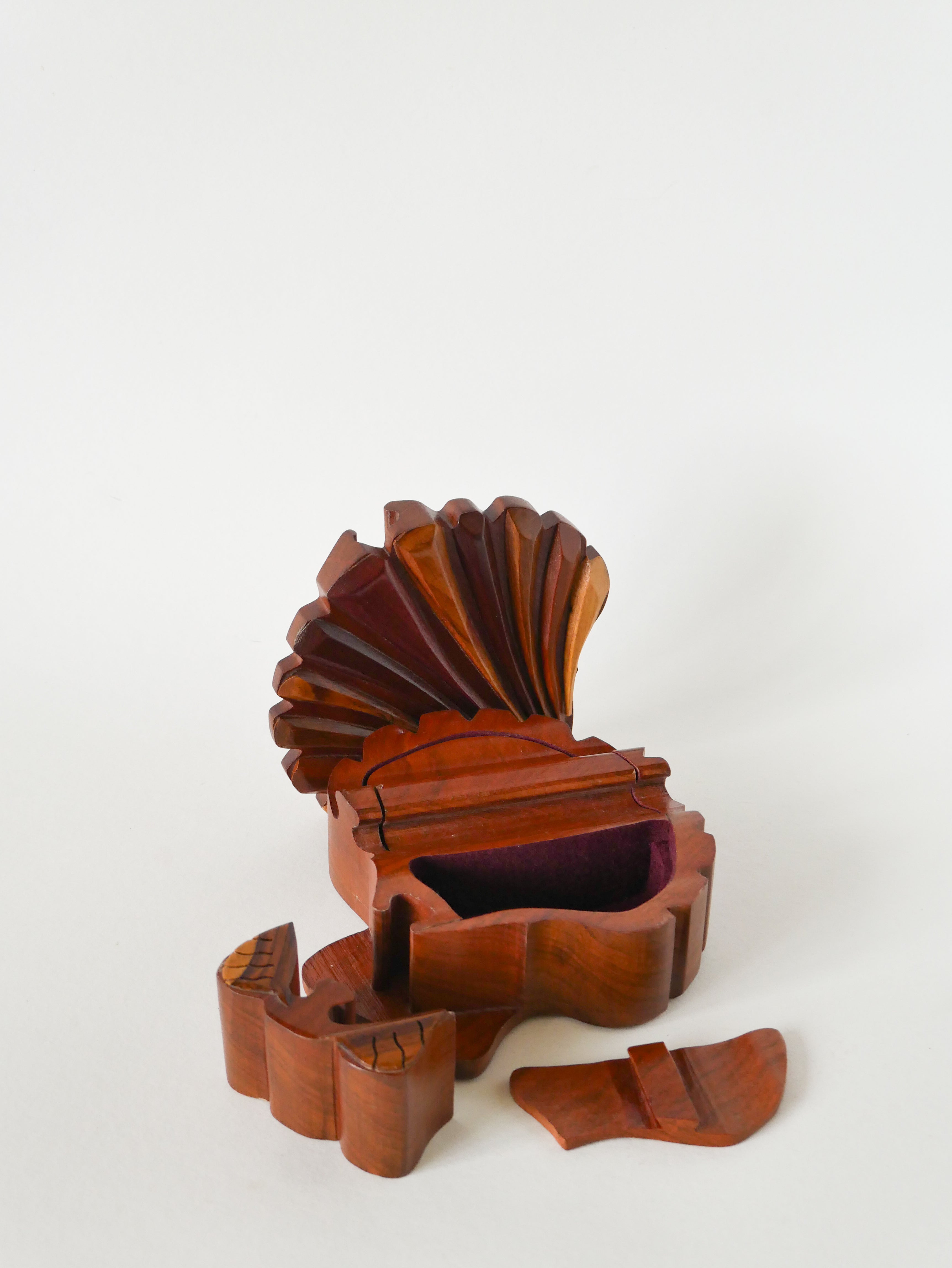 Boîte À Bijoux Puzzle En Bois, Forme Coquillage, 1960