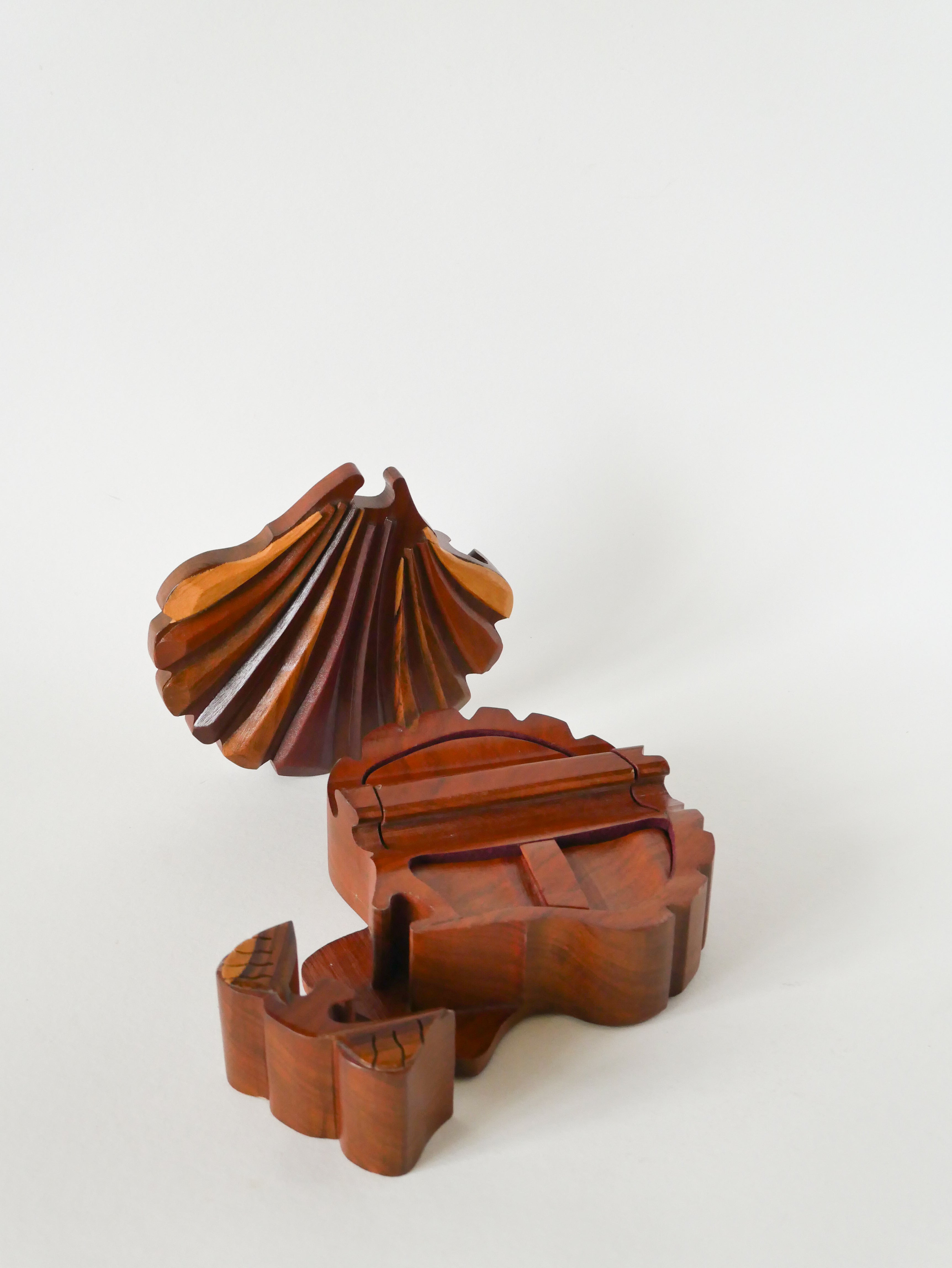 Boîte À Bijoux Puzzle En Bois, Forme Coquillage, 1960