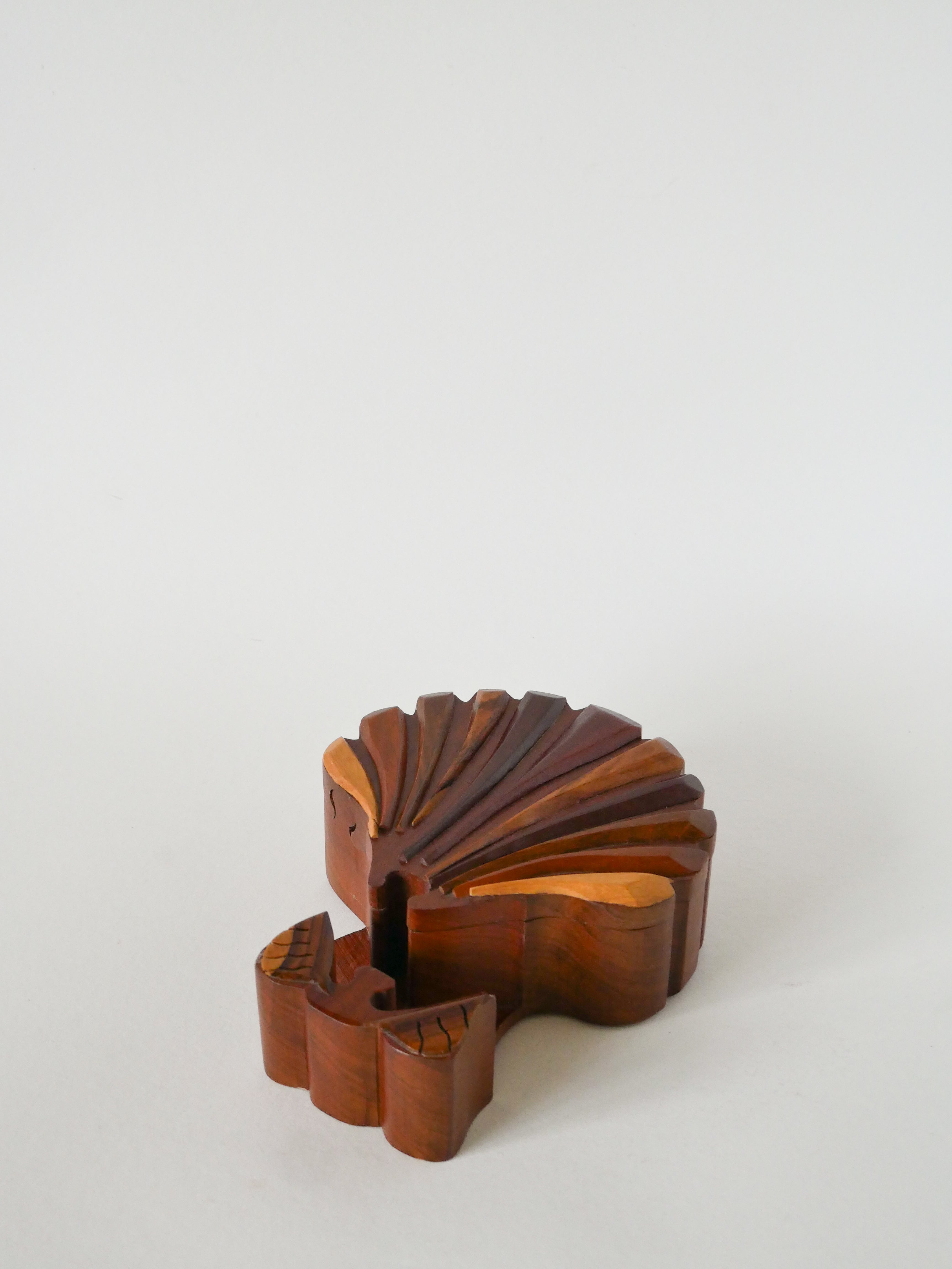 Boîte À Bijoux Puzzle En Bois, Forme Coquillage, 1960