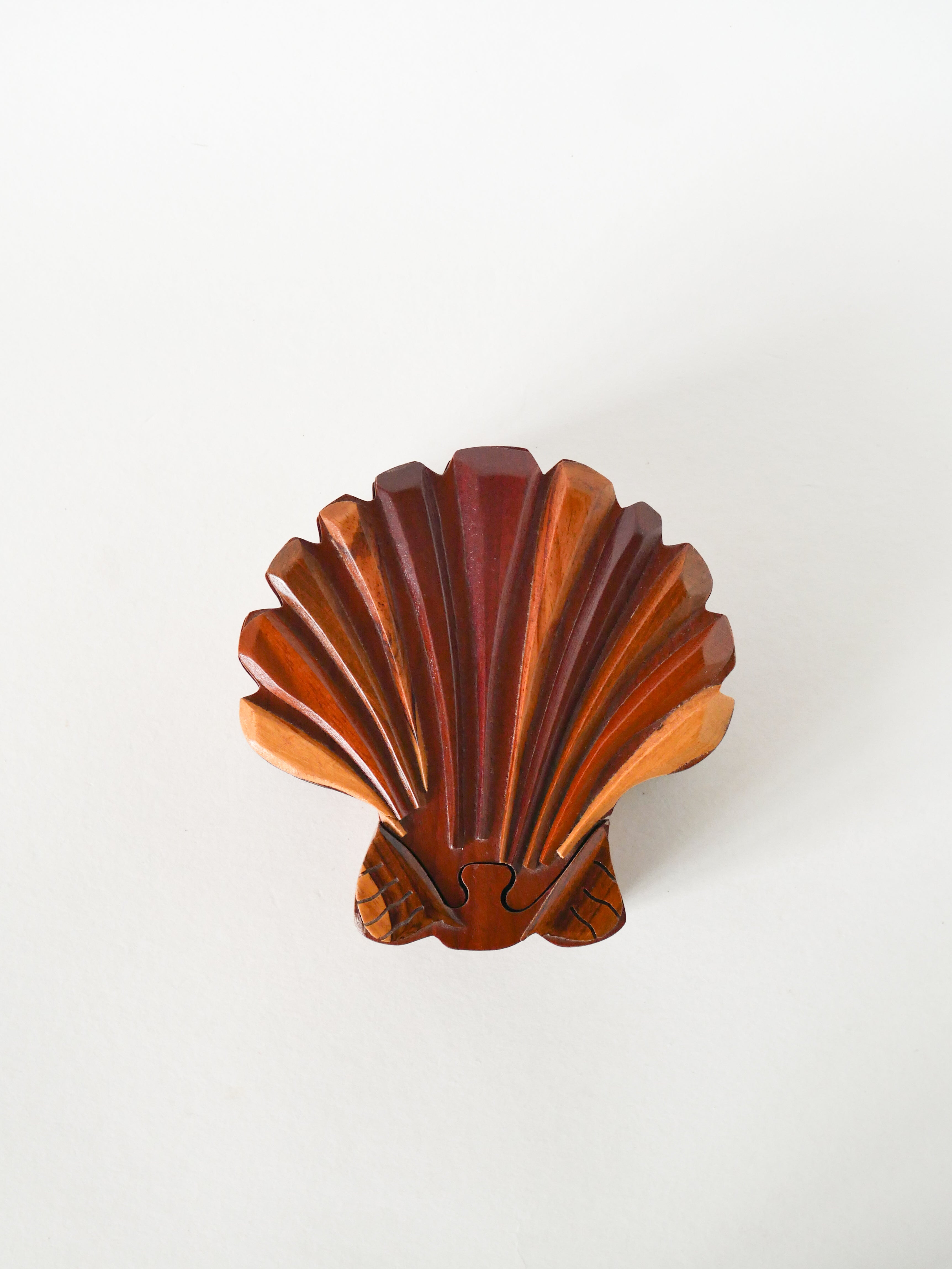 Boîte À Bijoux Puzzle En Bois, Forme Coquillage, 1960