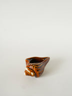 Vide-Poche Coquillage En Barbotine, Marron Clair, 1970 - 15 X 10 Cm