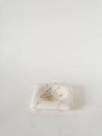 Vide-Poche En Albâtre, Forme Ronde, Blanc Et Gris, Design, 1970 - 13 X 13 Cm