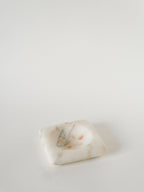 Vide-Poche En Albâtre, Forme Ronde, Blanc Et Gris, Design, 1970 - 13 X 13 Cm