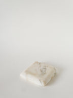Vide-Poche En Albâtre, Forme Ronde, Blanc Et Gris, Design, 1970 - 13 X 13 Cm