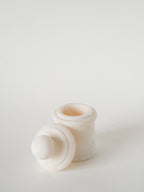 Boîte En Albâtre, Forme Ronde, Blanc, Design, 1970 - 13 X 8 Cm