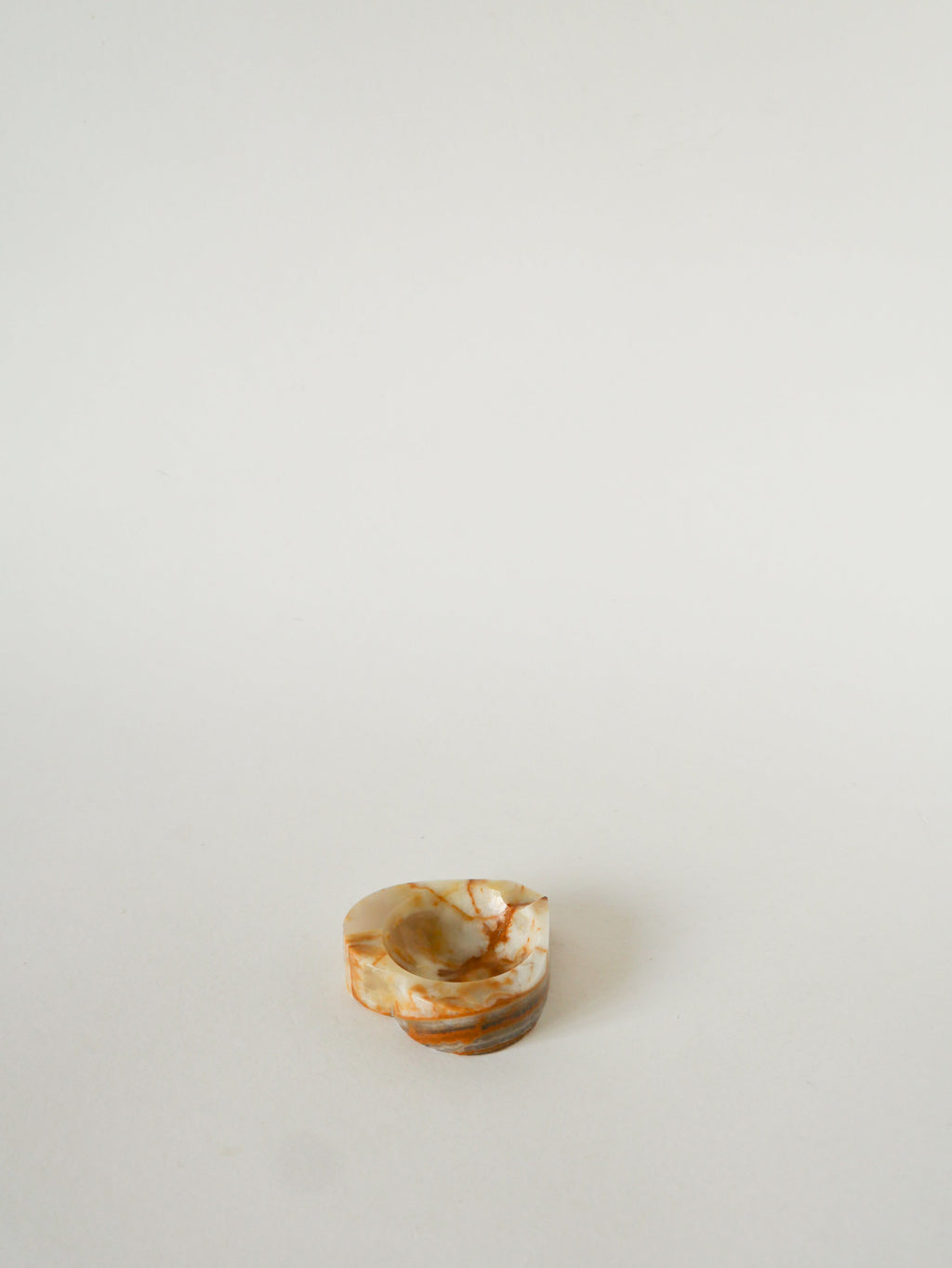 Vide-Poche En Albâtre, Forme Cœur, Beige Et Marron, 1970