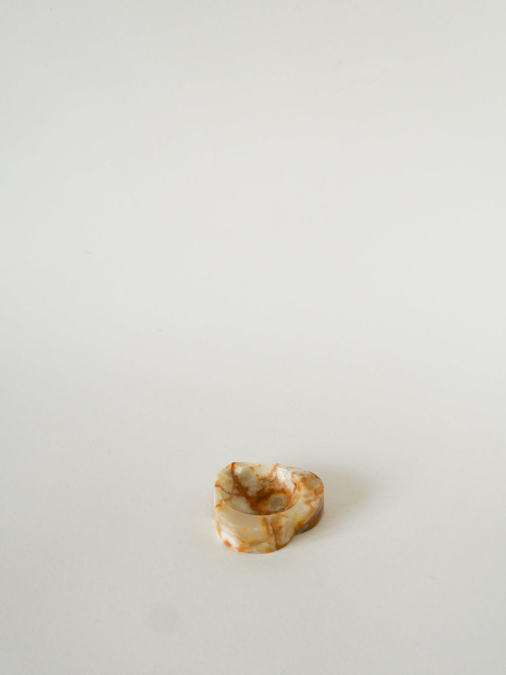 Vide-Poche En Albâtre, Forme Cœur, Beige Et Marron, 1970