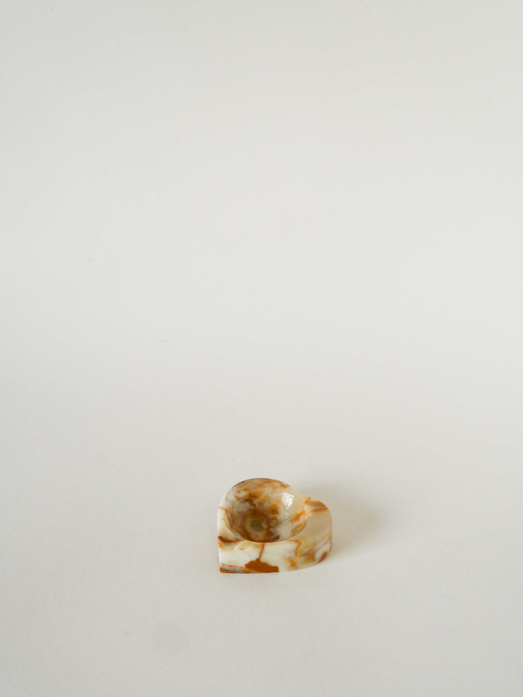 Vide-Poche En Albâtre, Forme Cœur, Beige Et Marron, 1970