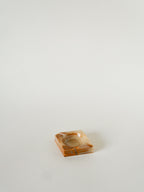 Vide-Poche En Albâtre, Forme Carreau, Beige Et Marron, 1970