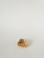 Vide-Poche En Albâtre, Forme Carreau, Beige Et Marron, 1970