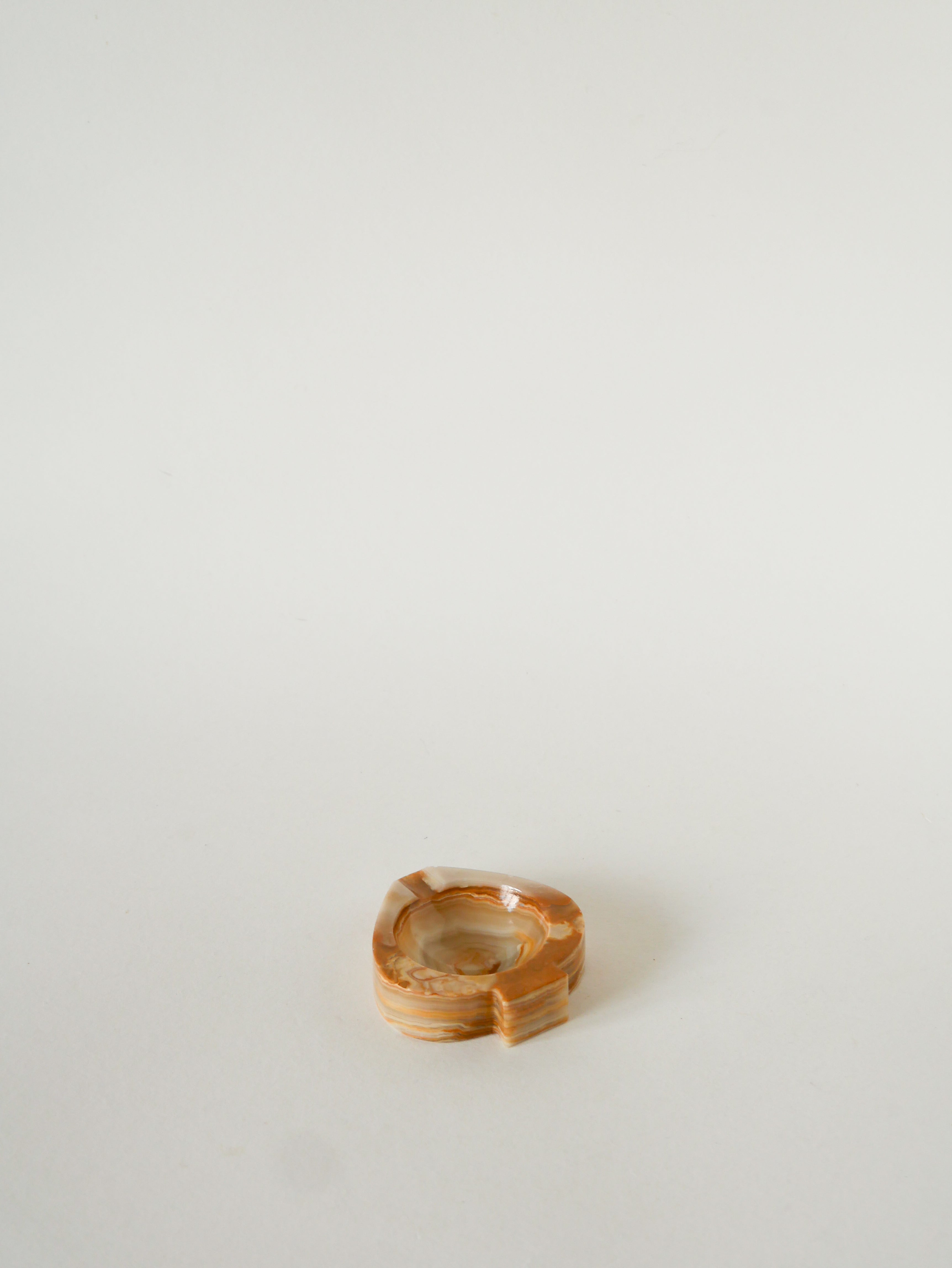 Vide-Poche En Albâtre, Forme Pique, Beige Et Marron, 1970