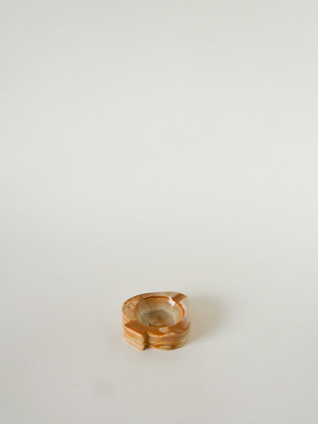 Vide-Poche En Albâtre, Forme Pique, Beige Et Marron, 1970