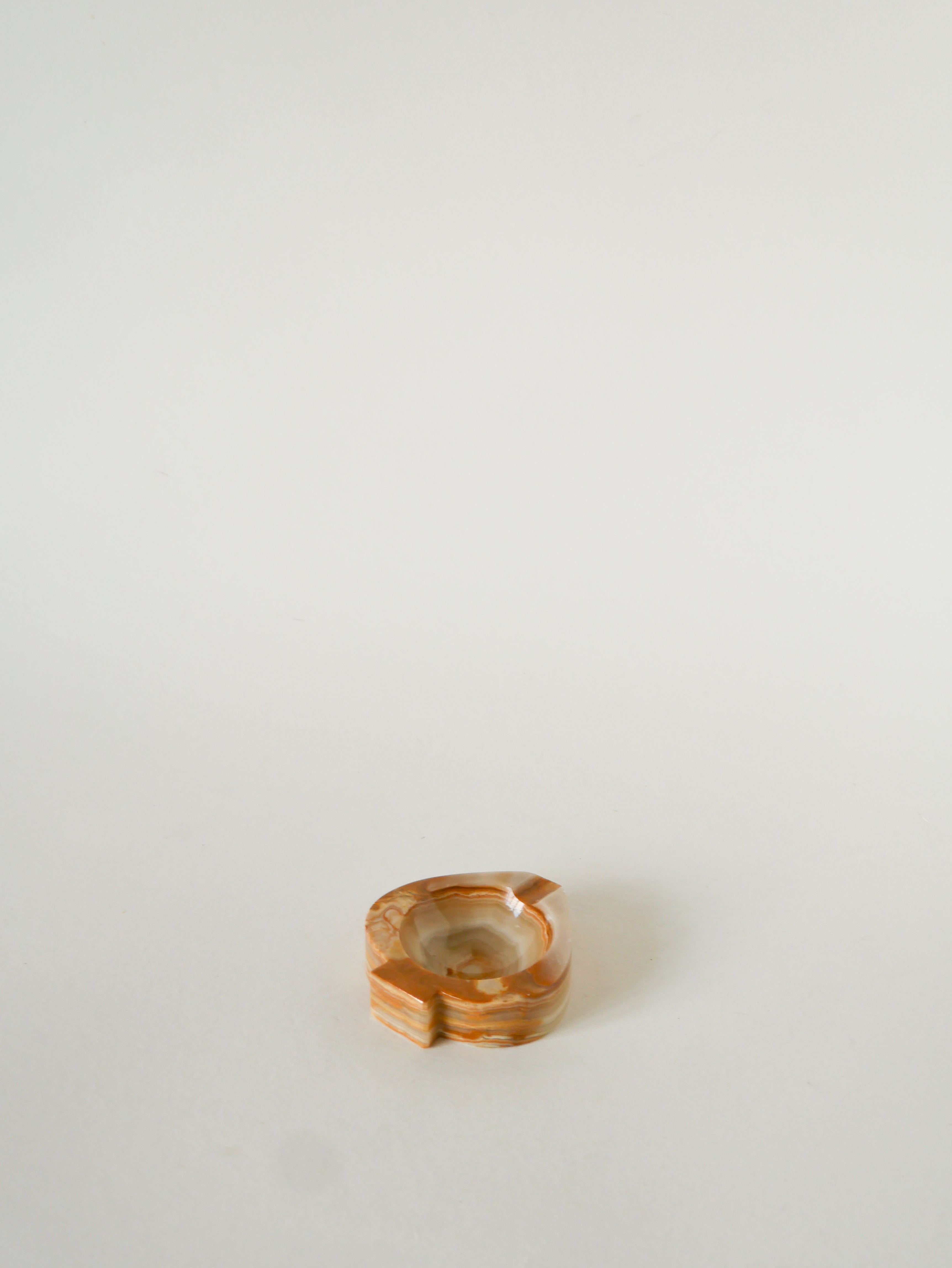 Vide-Poche En Albâtre, Forme Pique, Beige Et Marron, 1970