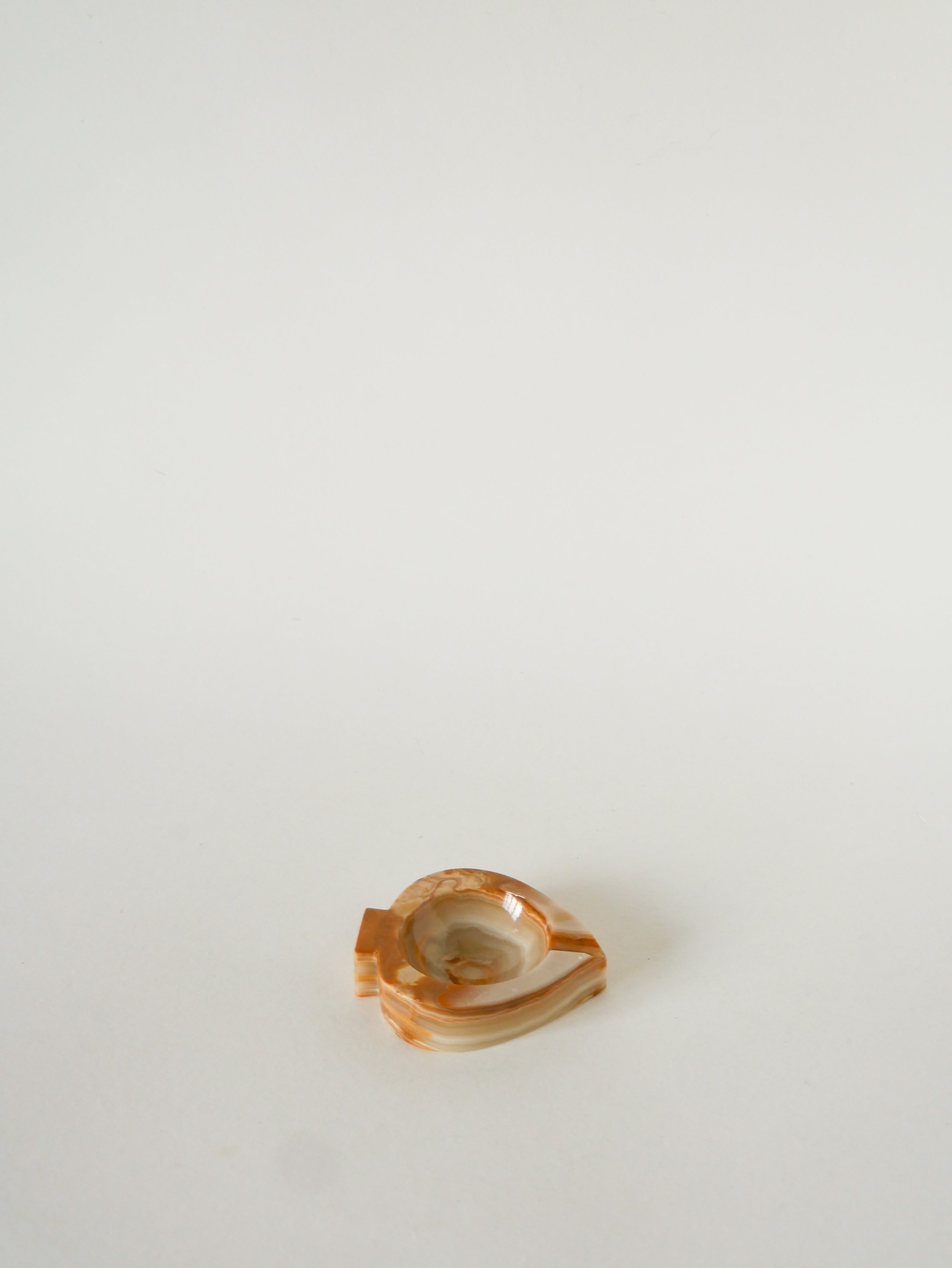 Vide-Poche En Albâtre, Forme Pique, Beige Et Marron, 1970