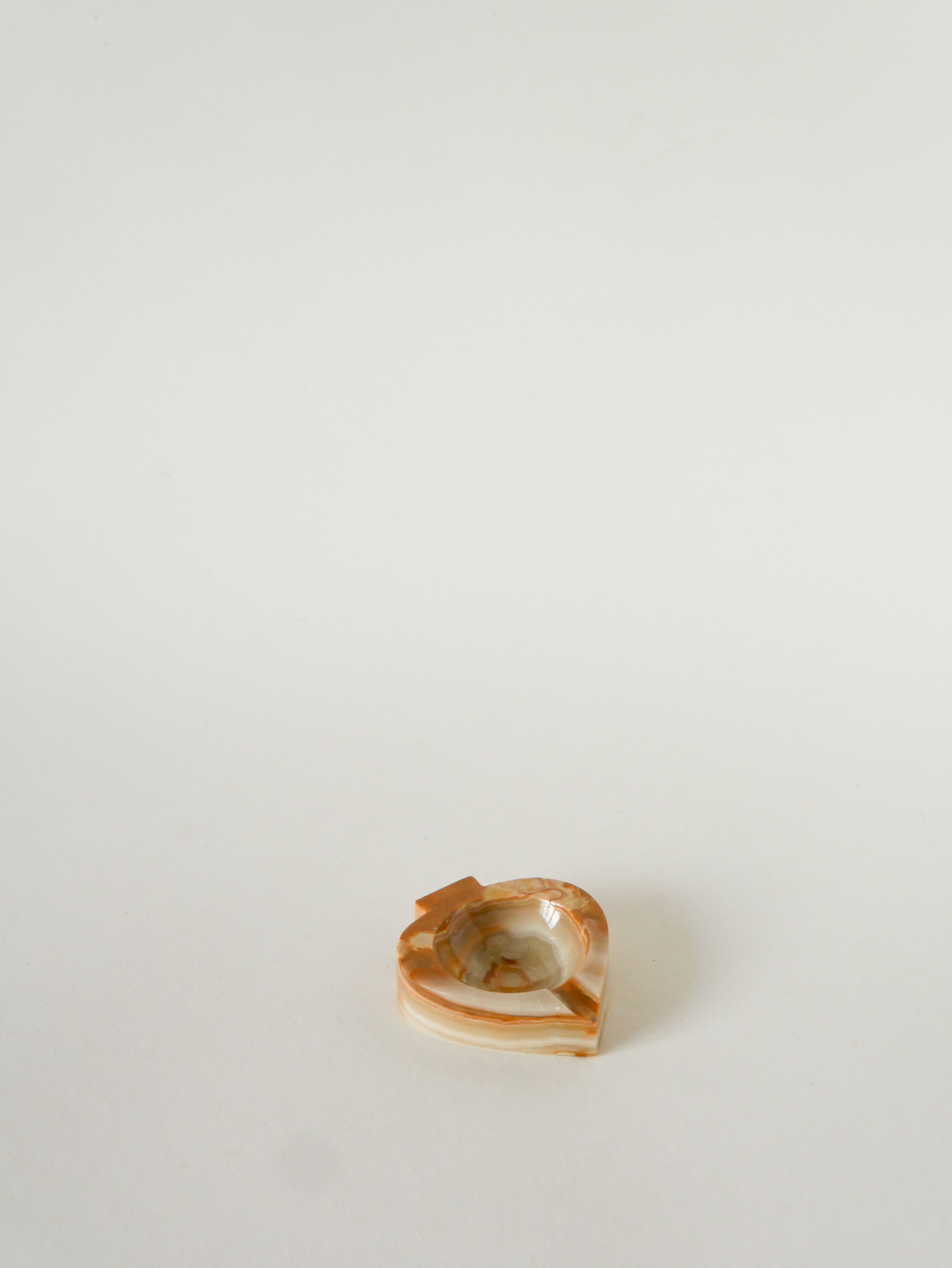 Vide-Poche En Albâtre, Forme Pique, Beige Et Marron, 1970