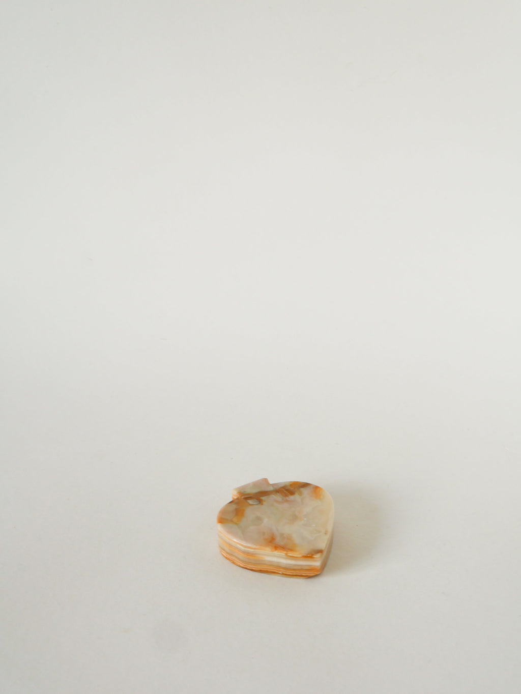 Vide-Poche En Albâtre, Forme Pique, Beige Et Marron, 1970