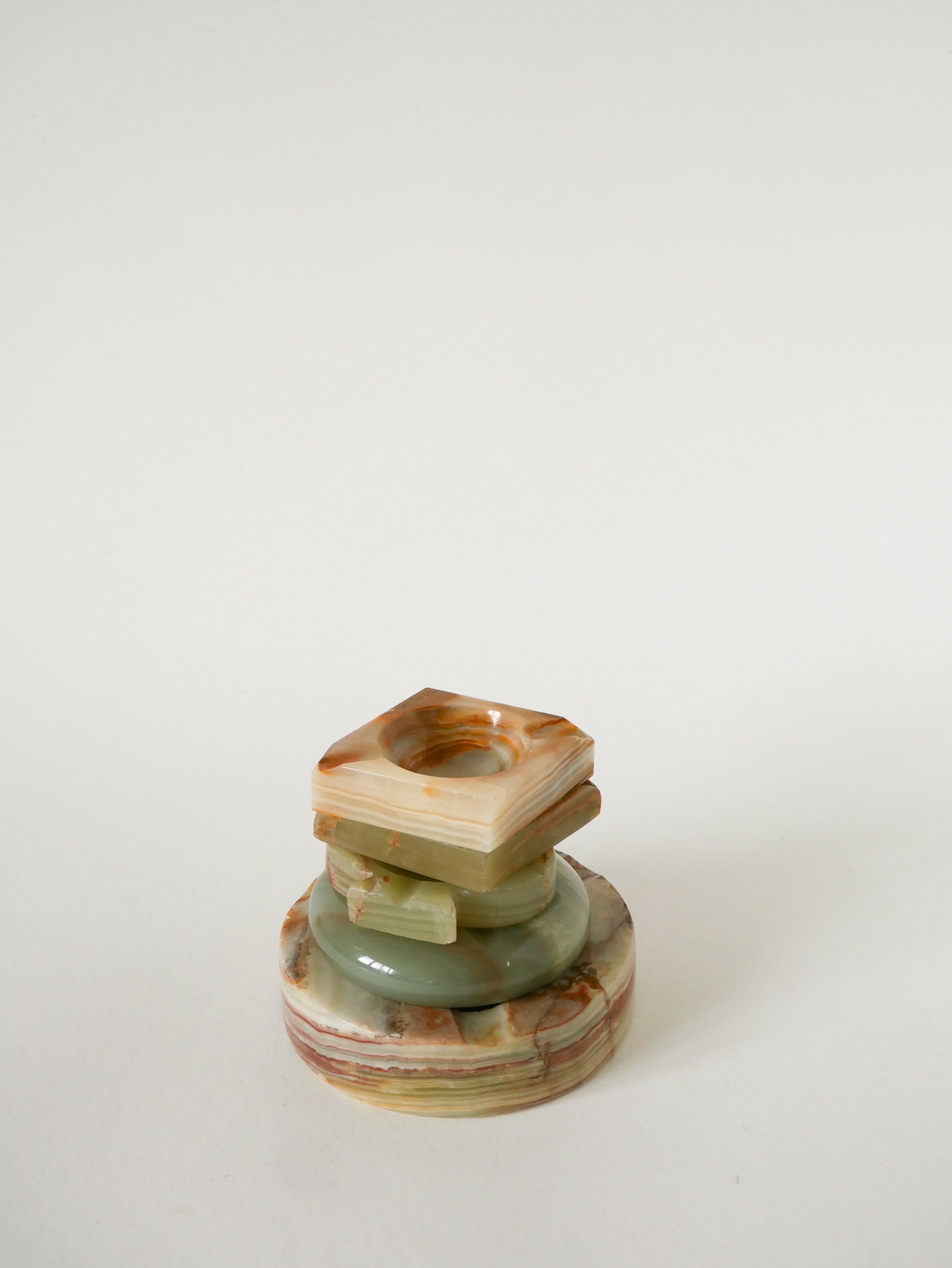 Vide-Poche En Albâtre, Forme Pique, Beige Et Marron, 1970