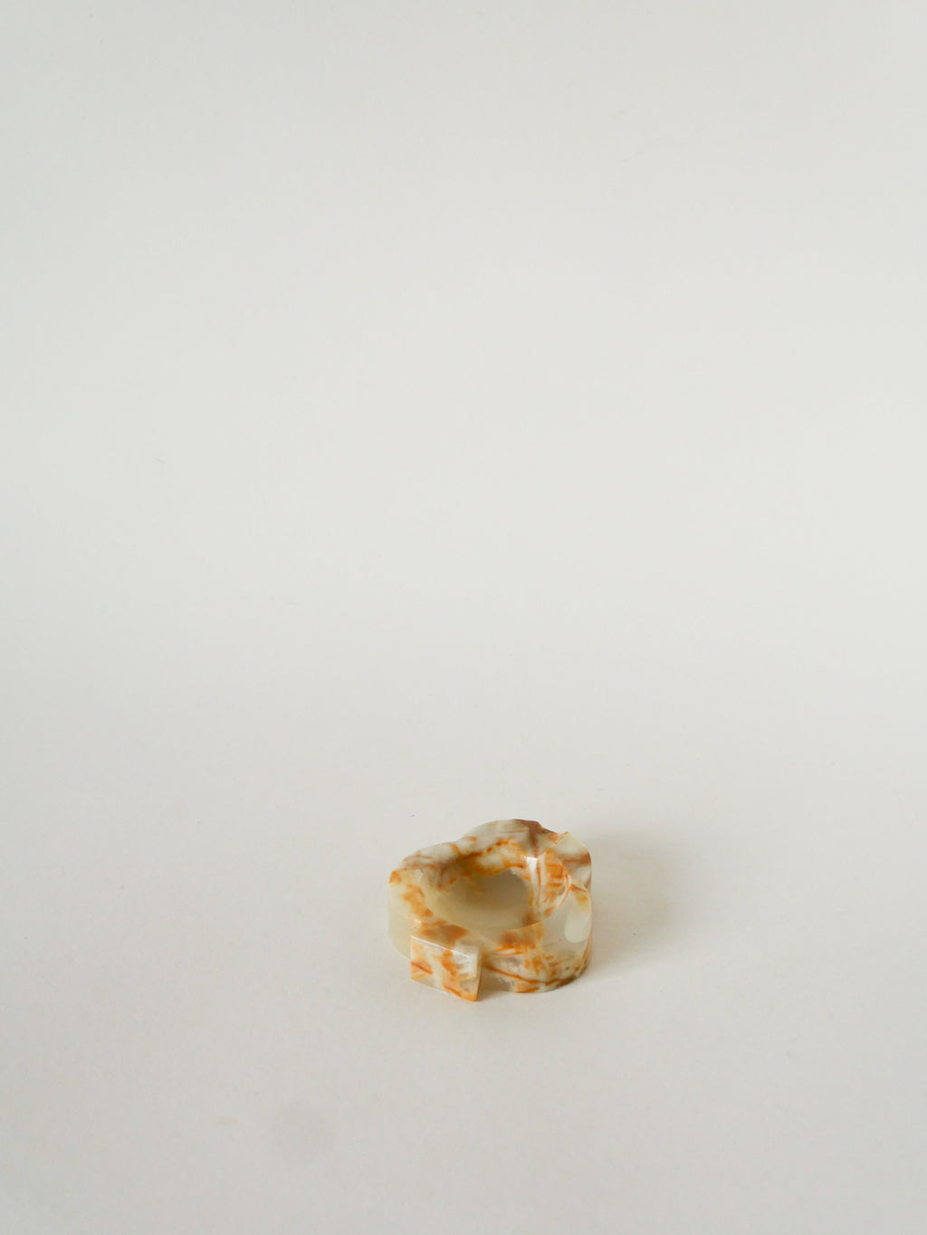 Vide-Poche En Albâtre, Forme Trèfle, Beige Et Marron, 1970