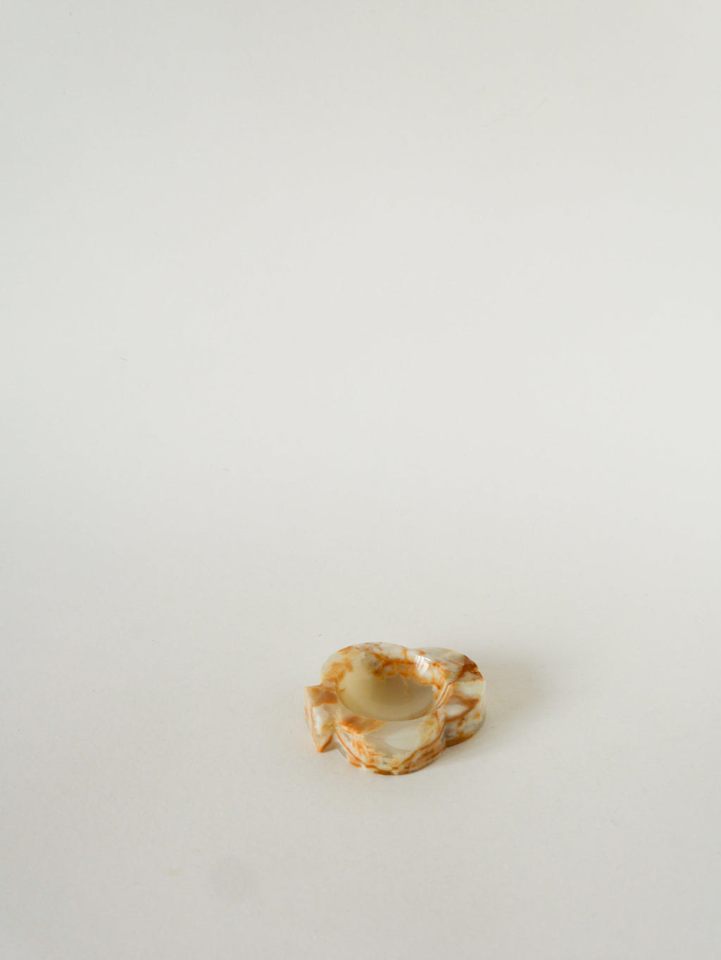Vide-Poche En Albâtre, Forme Trèfle, Beige Et Marron, 1970