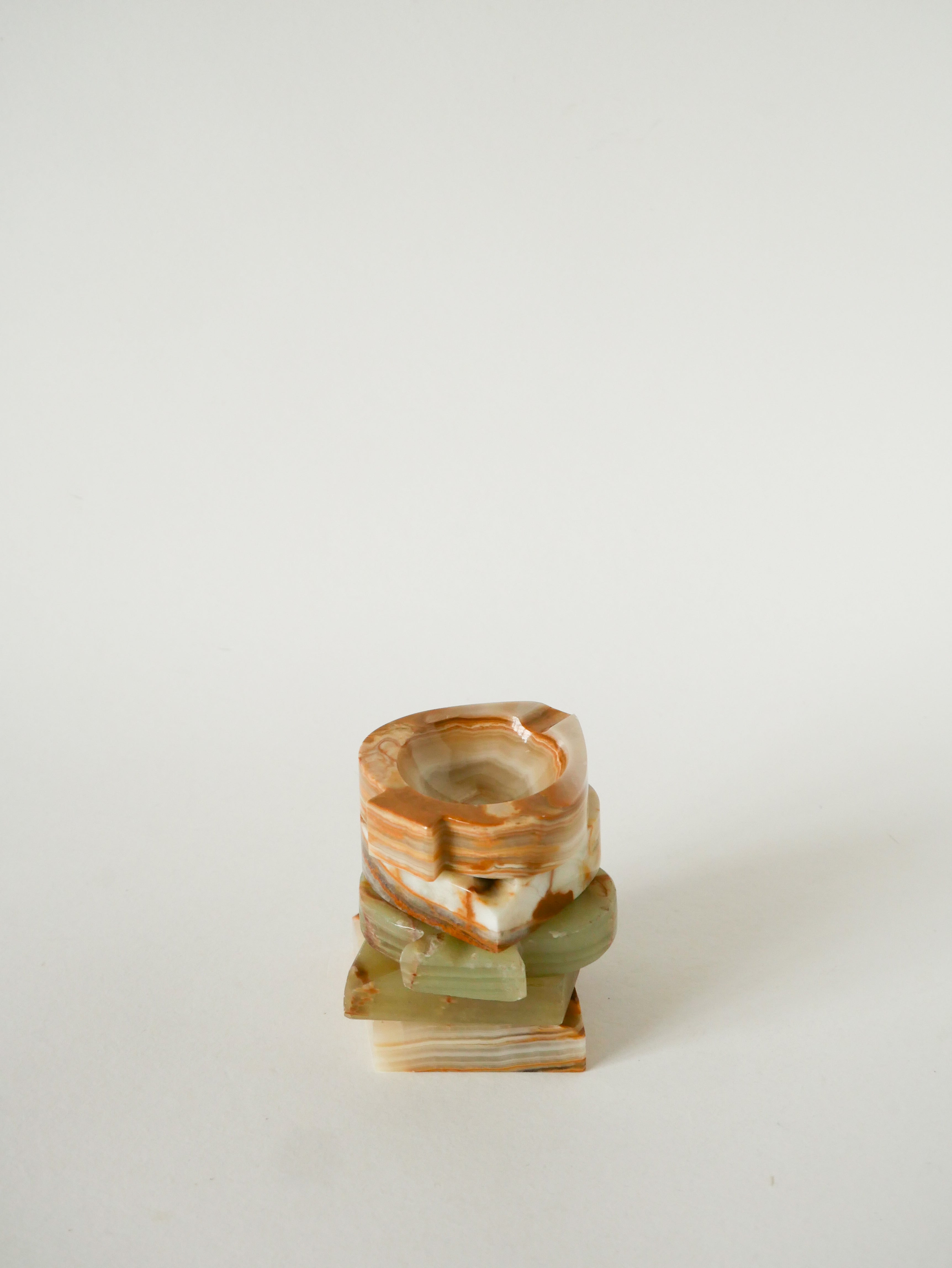 Vide-Poche En Albâtre, Forme Trèfle, Beige Et Marron, 1970