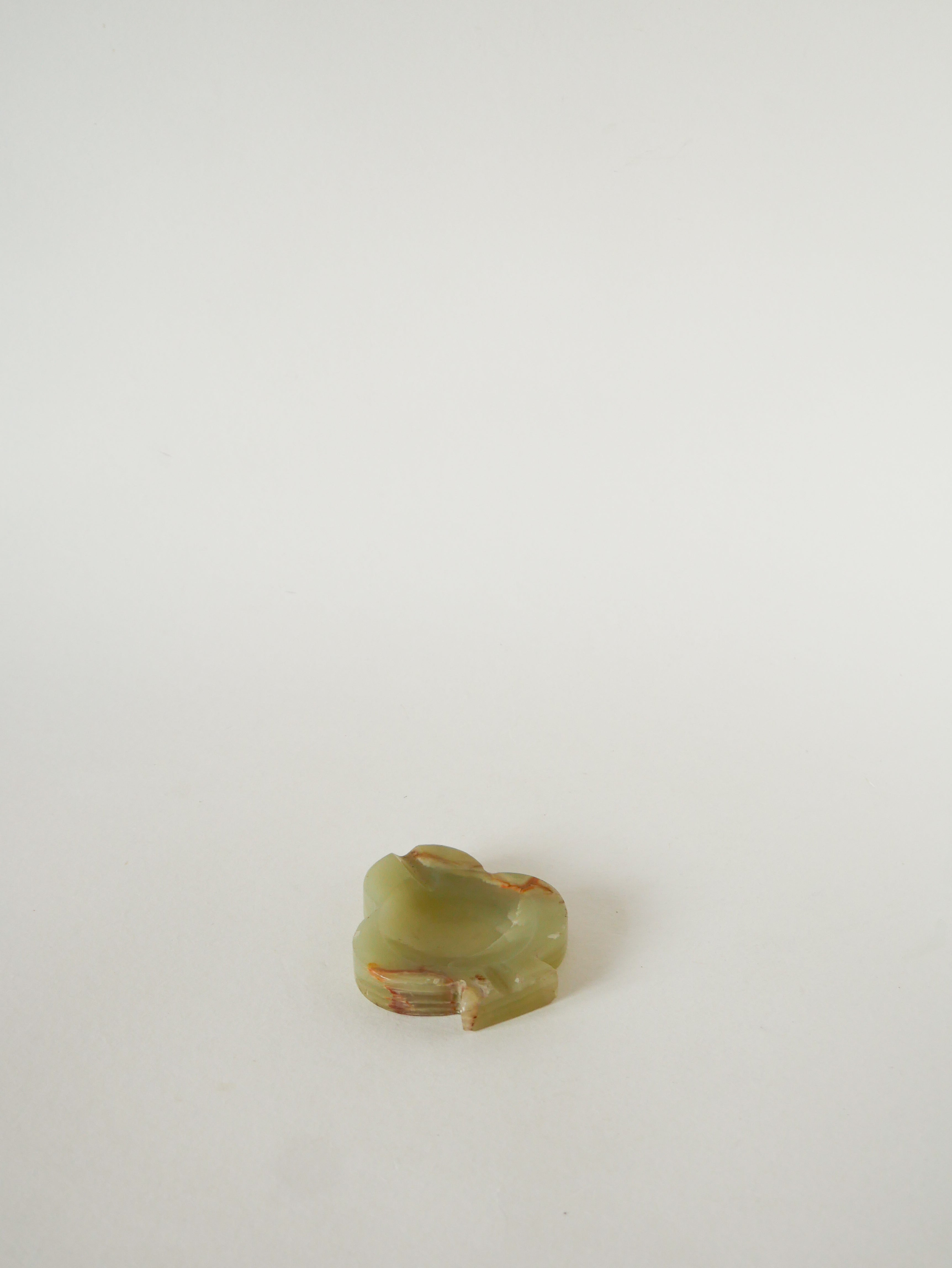 Vide-Poche En Onyx, Forme Trèfle, Vert Et Marron, 1970
