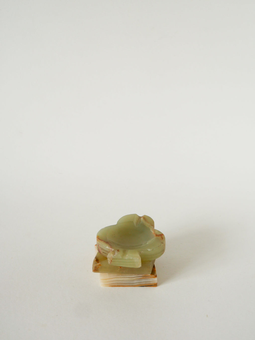 Vide-Poche En Onyx, Forme Trèfle, Vert Et Marron, 1970