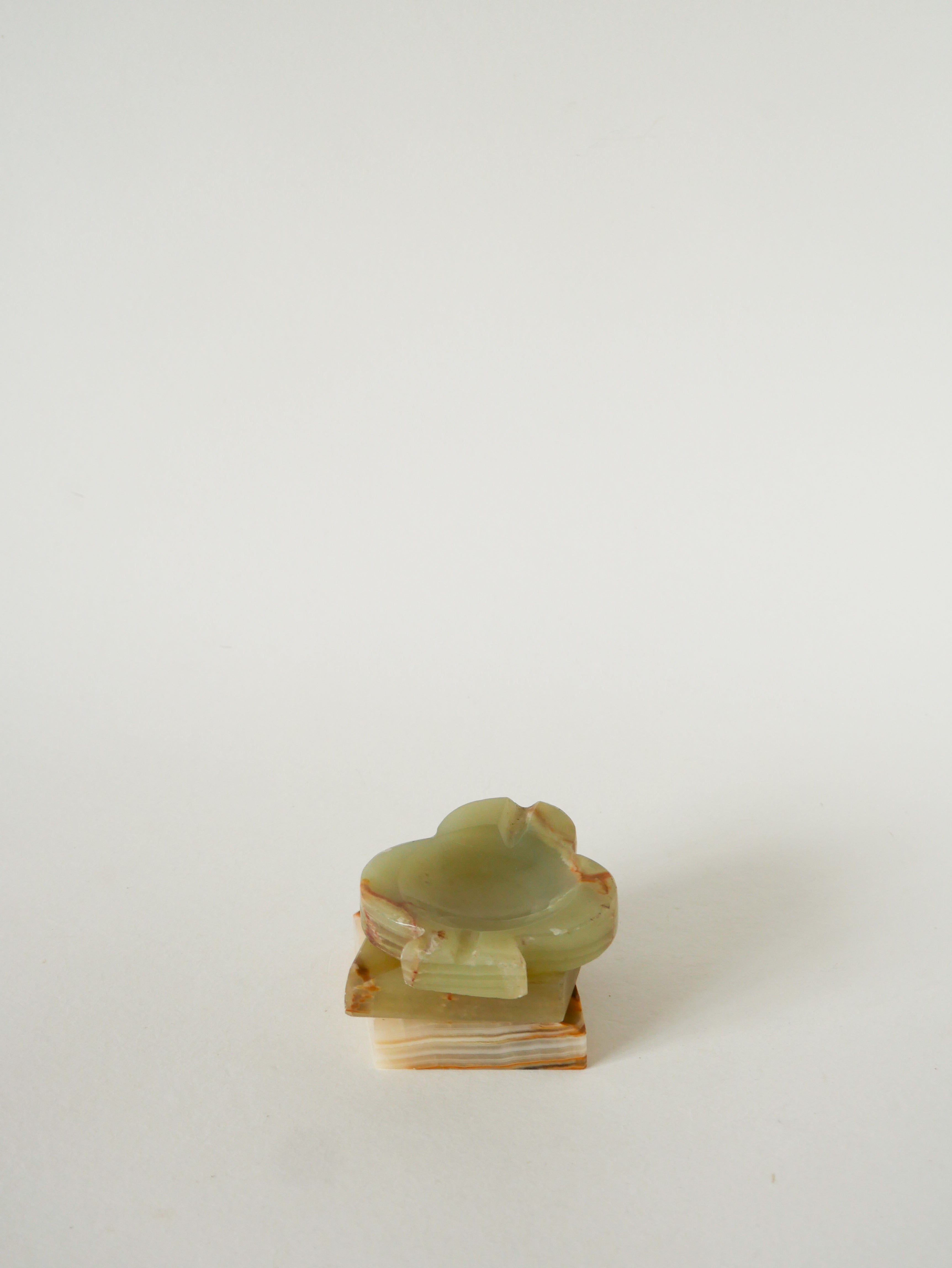 Vide-Poche En Onyx, Forme Trèfle, Vert Et Marron, 1970