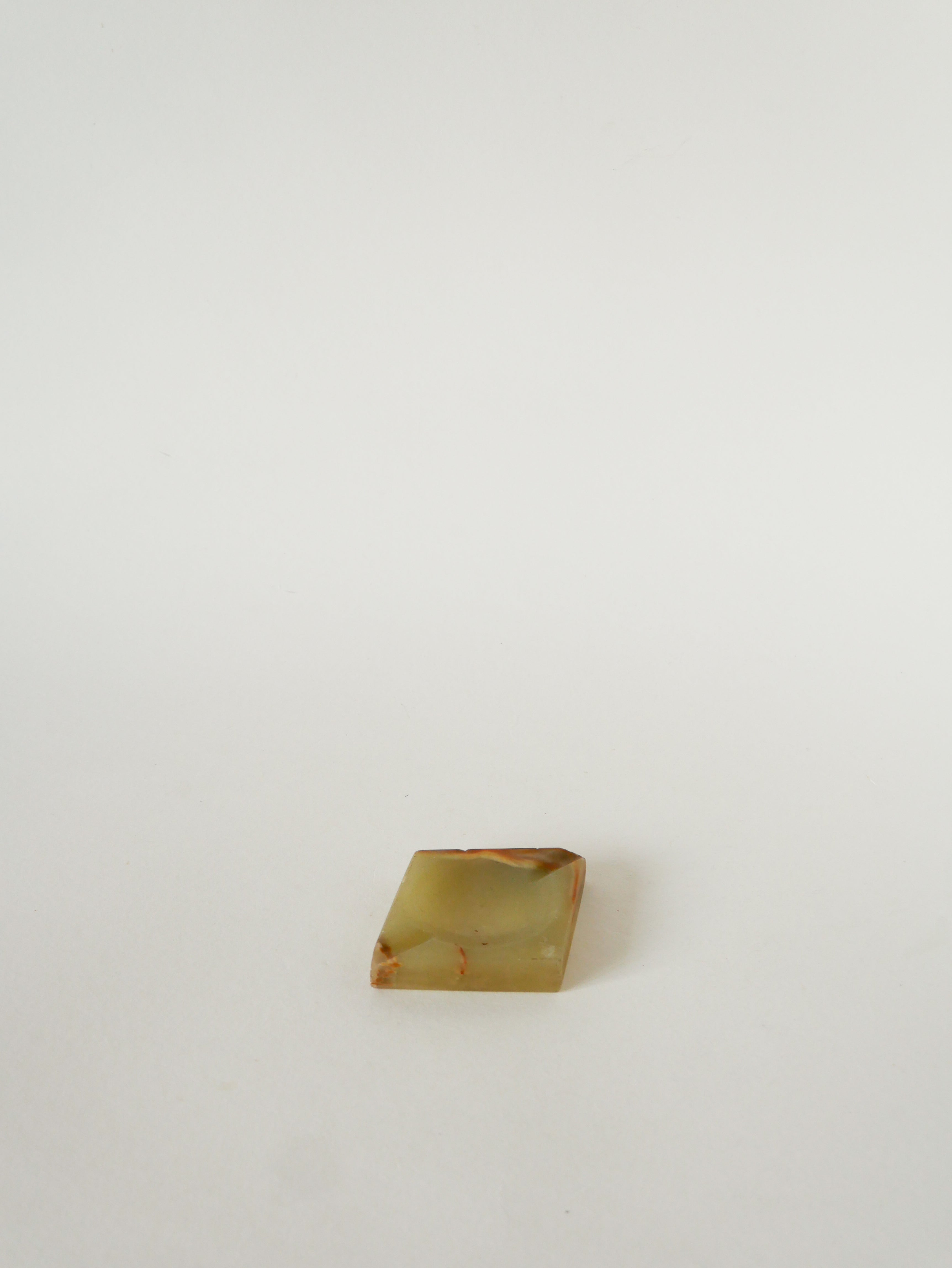 Vide-Poche En Onyx, Forme Carreau, Vert Et Marron, 1970