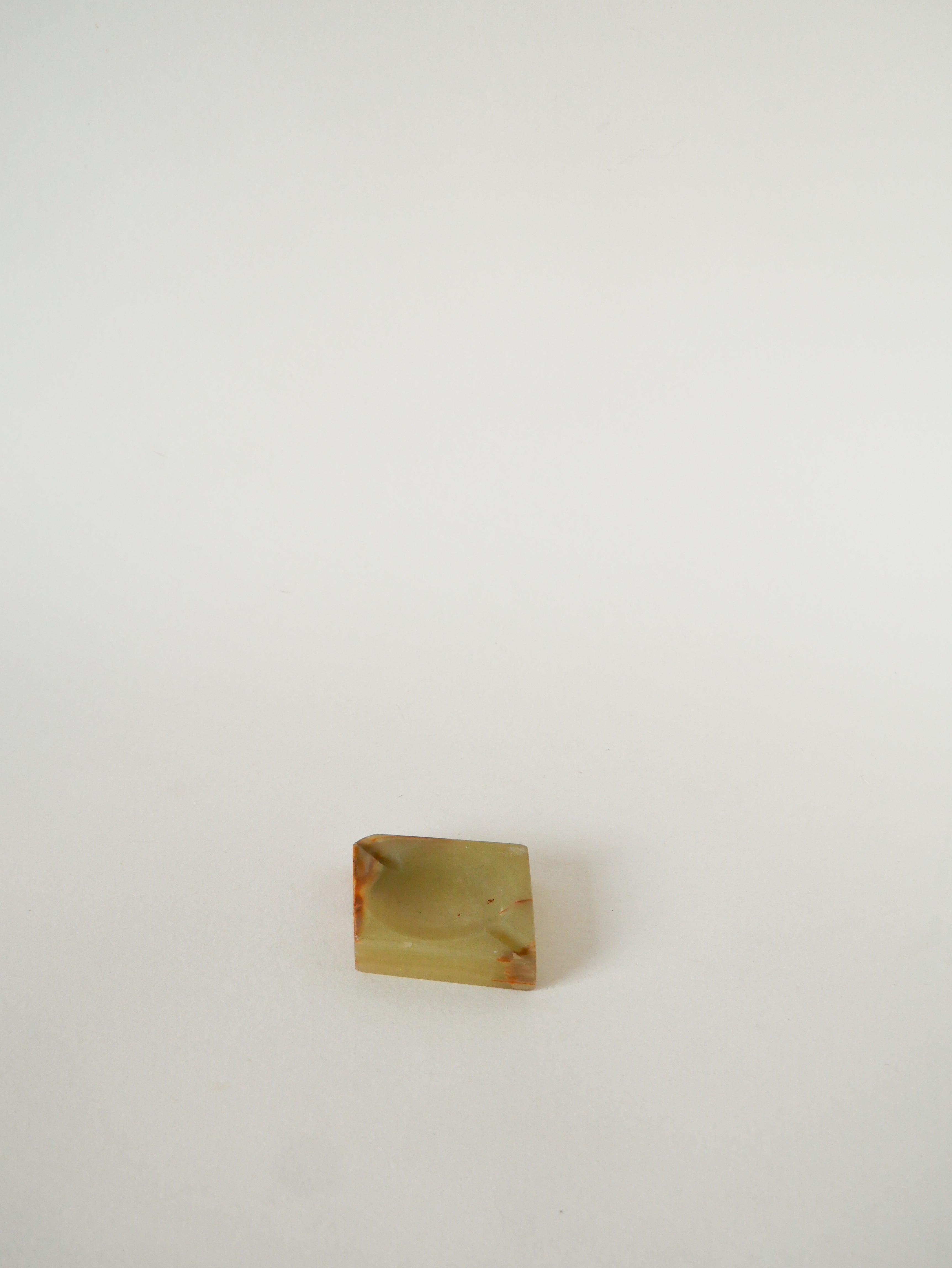 Vide-Poche En Onyx, Forme Carreau, Vert Et Marron, 1970