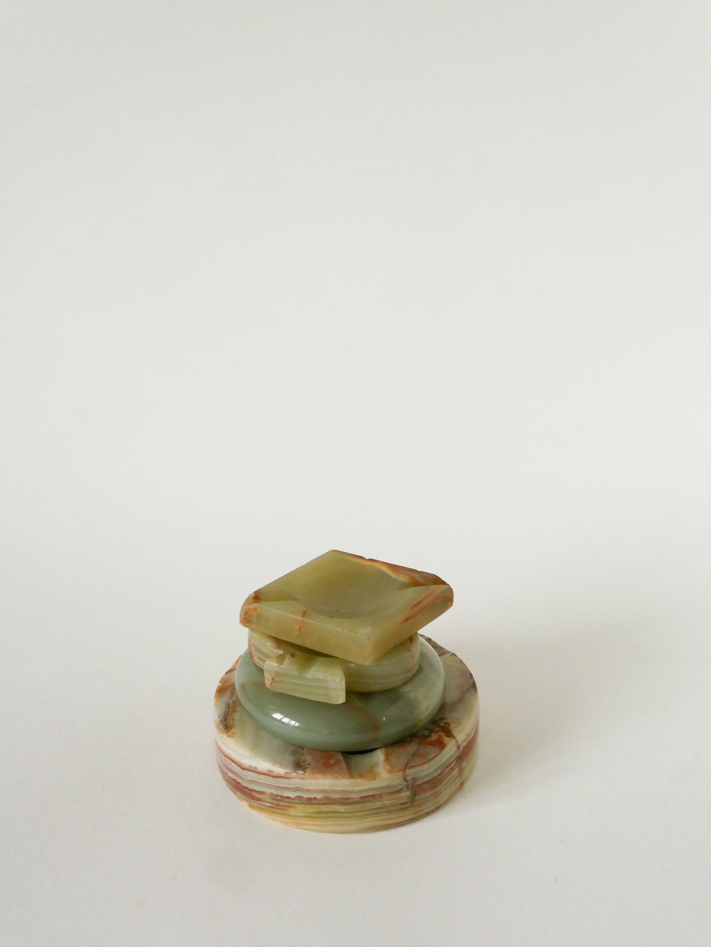 Vide-Poche En Onyx, Forme Carreau, Vert Et Marron, 1970