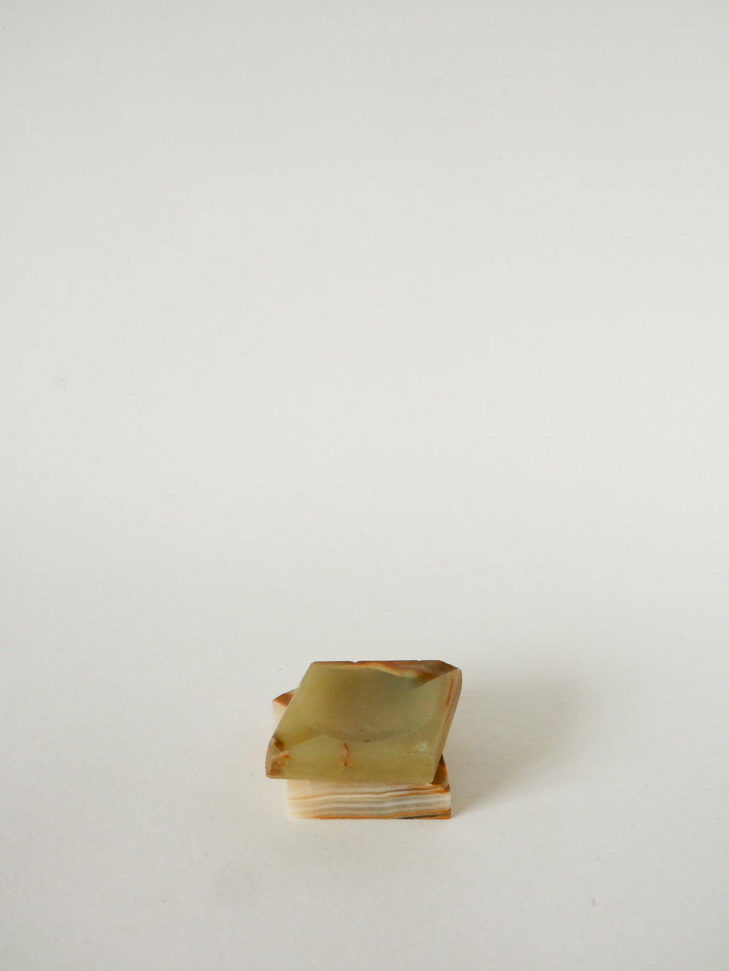 Vide-Poche En Onyx, Forme Carreau, Vert Et Marron, 1970
