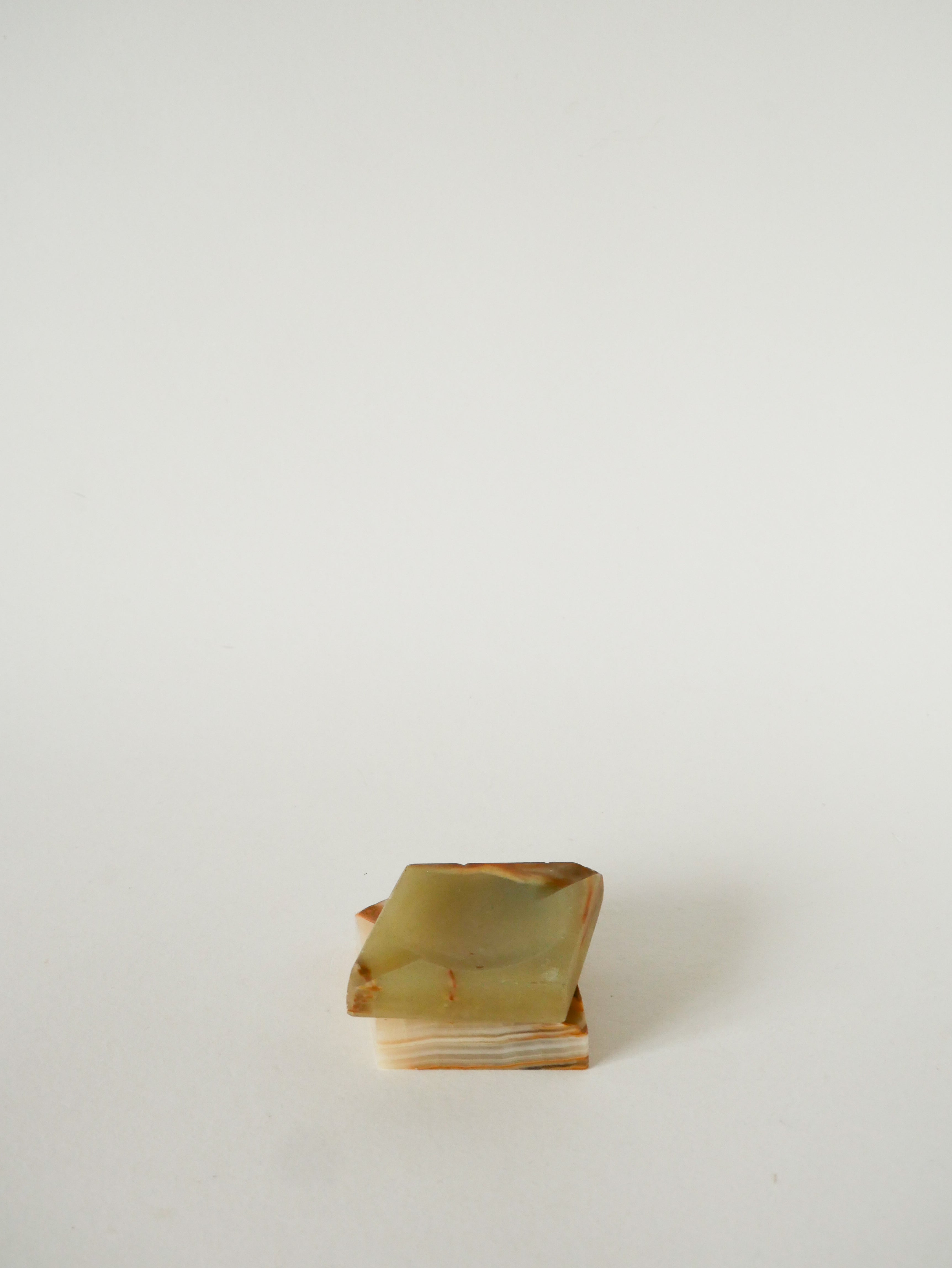 Vide-Poche En Onyx, Forme Carreau, Vert Et Marron, 1970