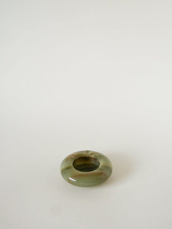 Vide-Poche En Onyx, Forme Ronde, Vert, Design, 1970 - 10 X 10 Cm