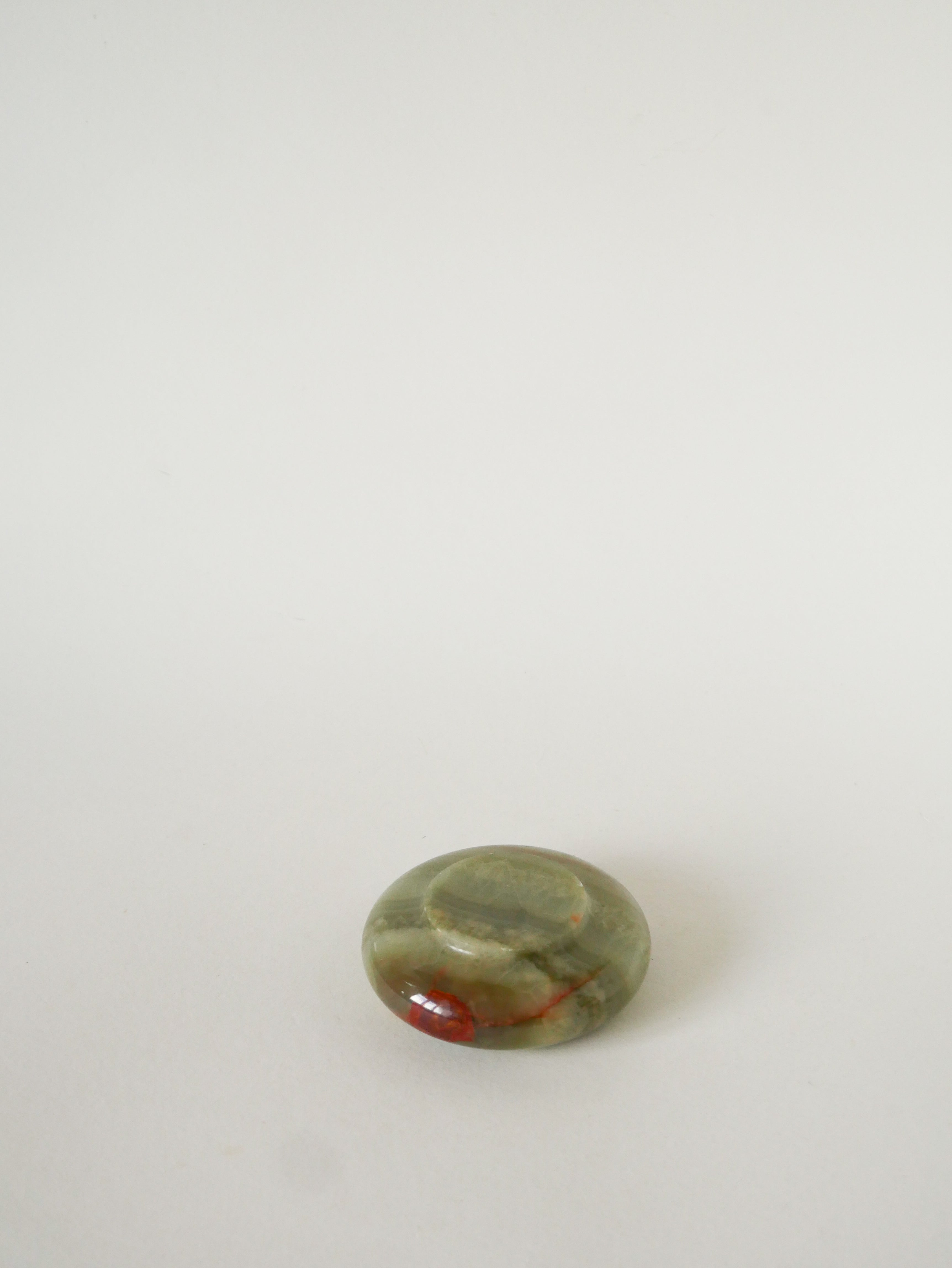 Vide-Poche En Onyx, Forme Ronde, Vert, Design, 1970 - 10 X 10 Cm