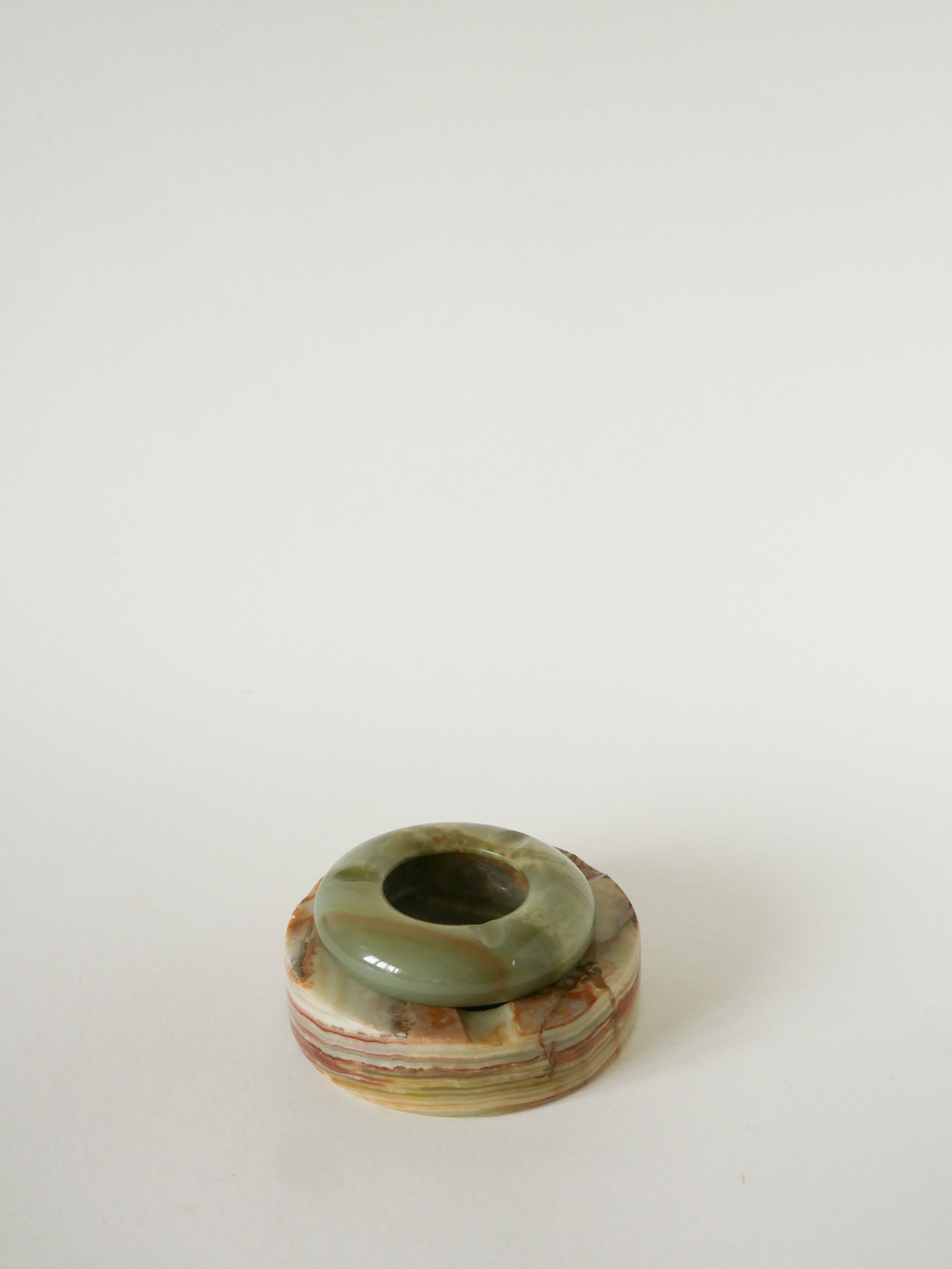 Vide-Poche En Onyx, Forme Ronde, Vert, Design, 1970 - 10 X 10 Cm