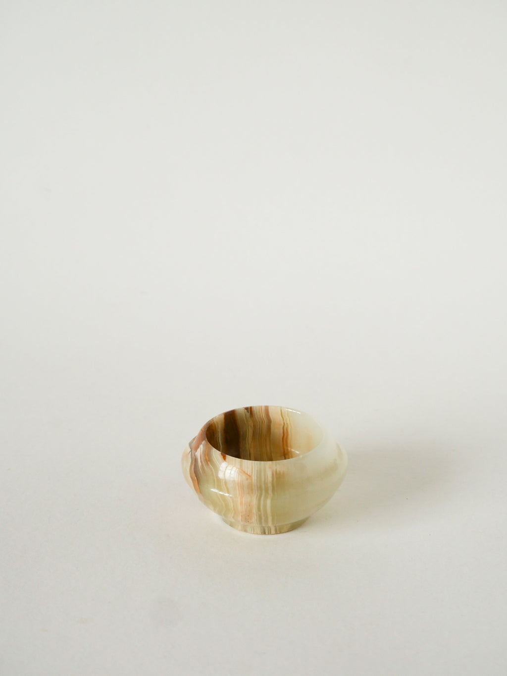 Petite Boîte En Onyx, Forme Ronde, Beige, Design, 1970 - 8 X 6 Cm