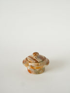 Boîte En Onyx, Forme Ronde, Beige, Design, 1970 - 9 X 7 Cm