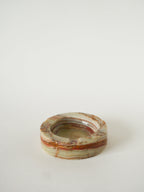 Grand Vide-Poche En Albâtre, Forme Ronde, Beige Et Marron, Design, 1970 - 13 X 3.5 Cm