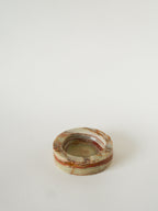 Grand Vide-Poche En Albâtre, Forme Ronde, Beige Et Marron, Design, 1970 - 13 X 3.5 Cm