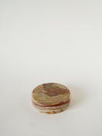 Grand Vide-Poche En Albâtre, Forme Ronde, Beige Et Marron, Design, 1970 - 13 X 3.5 Cm
