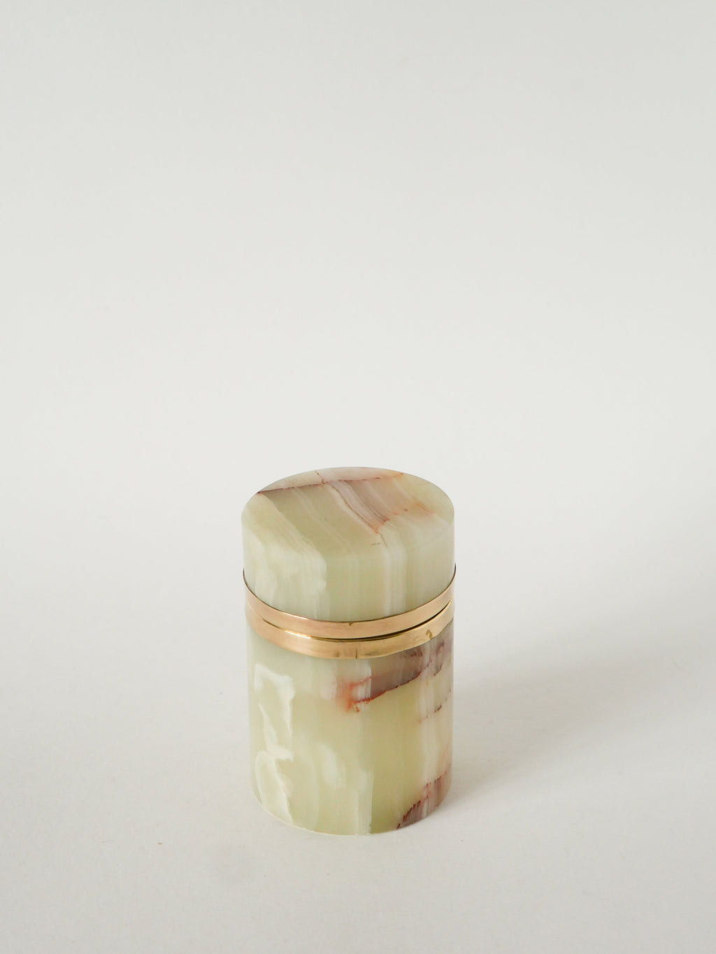 Grande Boîte En Albâtre Et Laiton, Forme Cylindre, Design, 1970